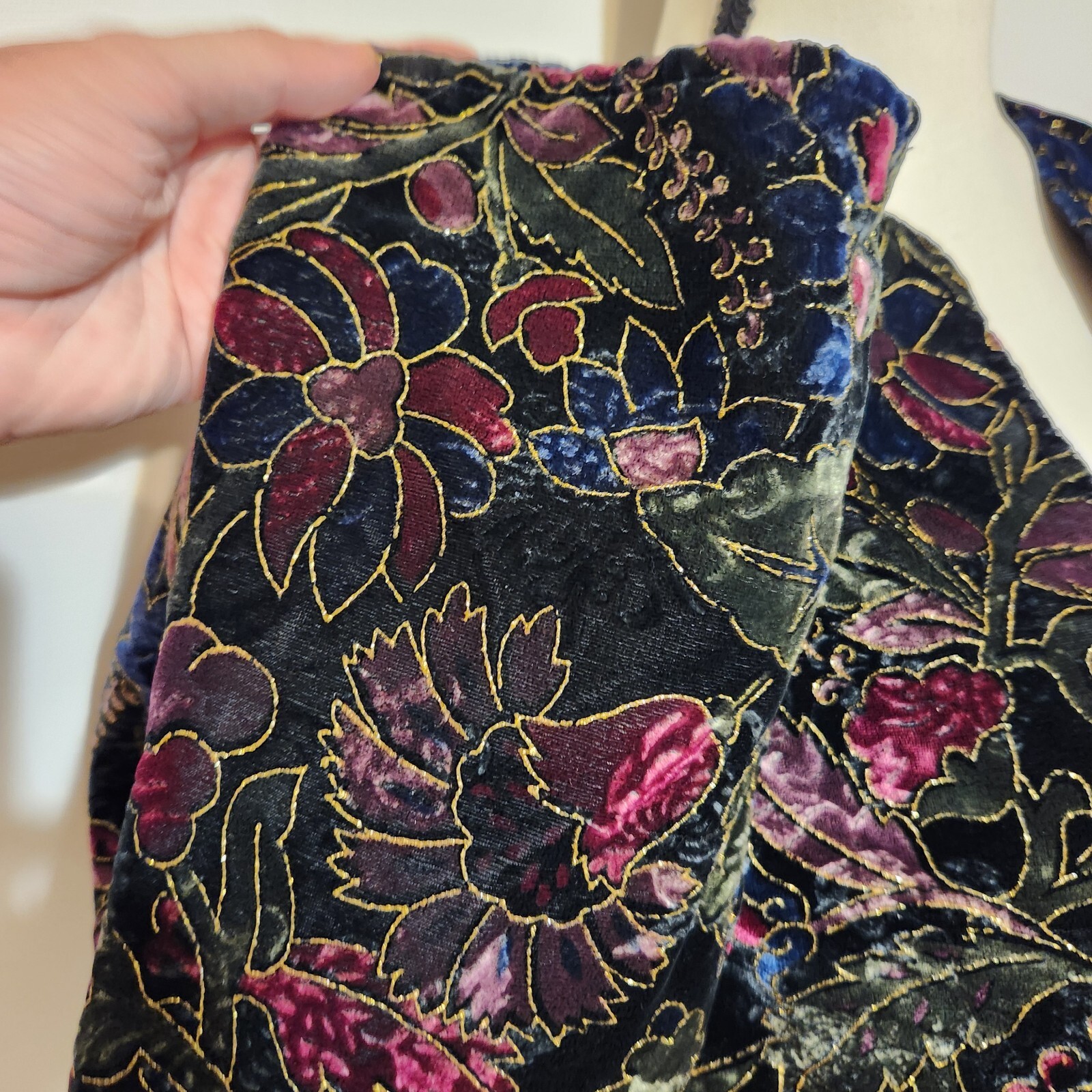 Vintage Coloratura wool Blend Velvet Bolero Crop Open Front Jacket Top
