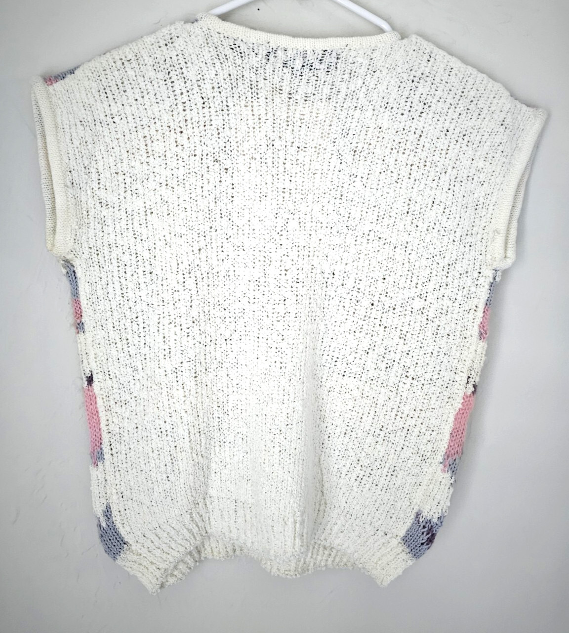 Vintage Organically Grown Sweater short sleeve v neck pink cream 7334 sz M