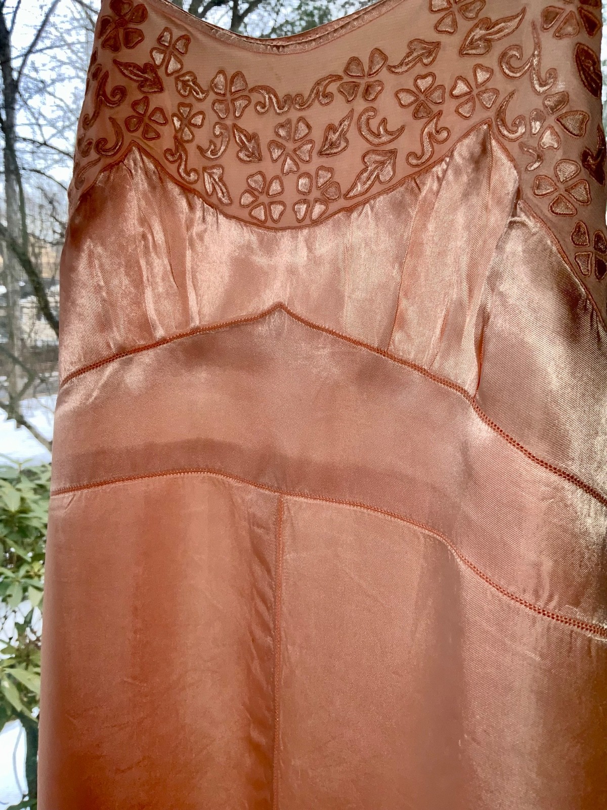 Vintage Peach Silk Satin Slip Dress – 1990s Lingerie Dress XS