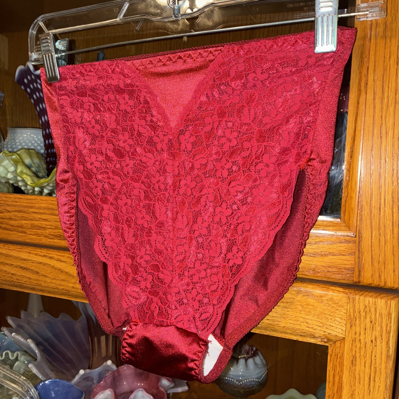 Vintage M Whisper Soft Red Lace Panties Nylon & Lycra Spandex Vintage Panty