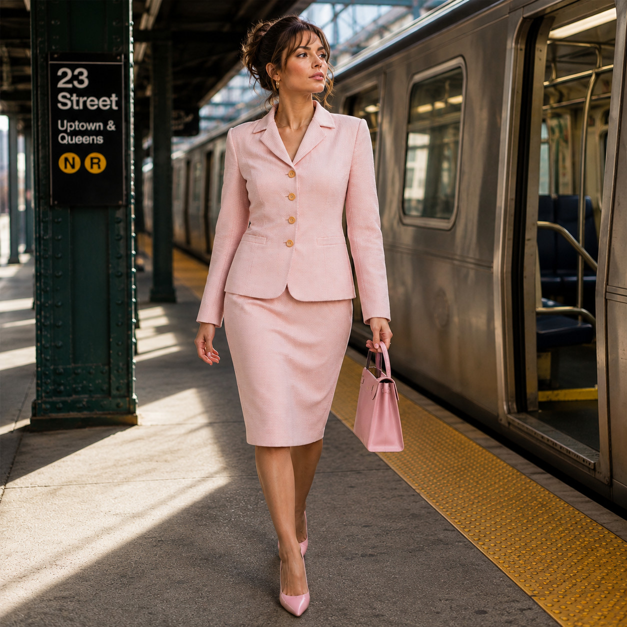 Vintage Women’s Size 10 Pink Microcheck Wool Blend 2pc Skirt Suit Kasper A.S.L.