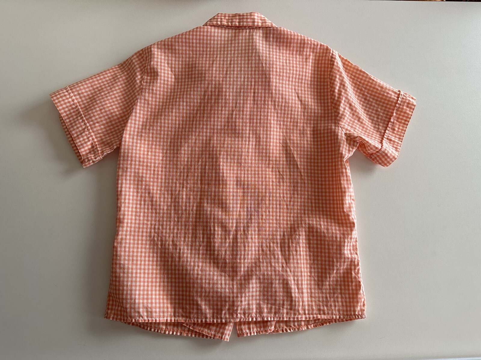 1950s Stoneswear Peach Gingham Cotton Blouse Top Shirt Western Workwear Farm VTG