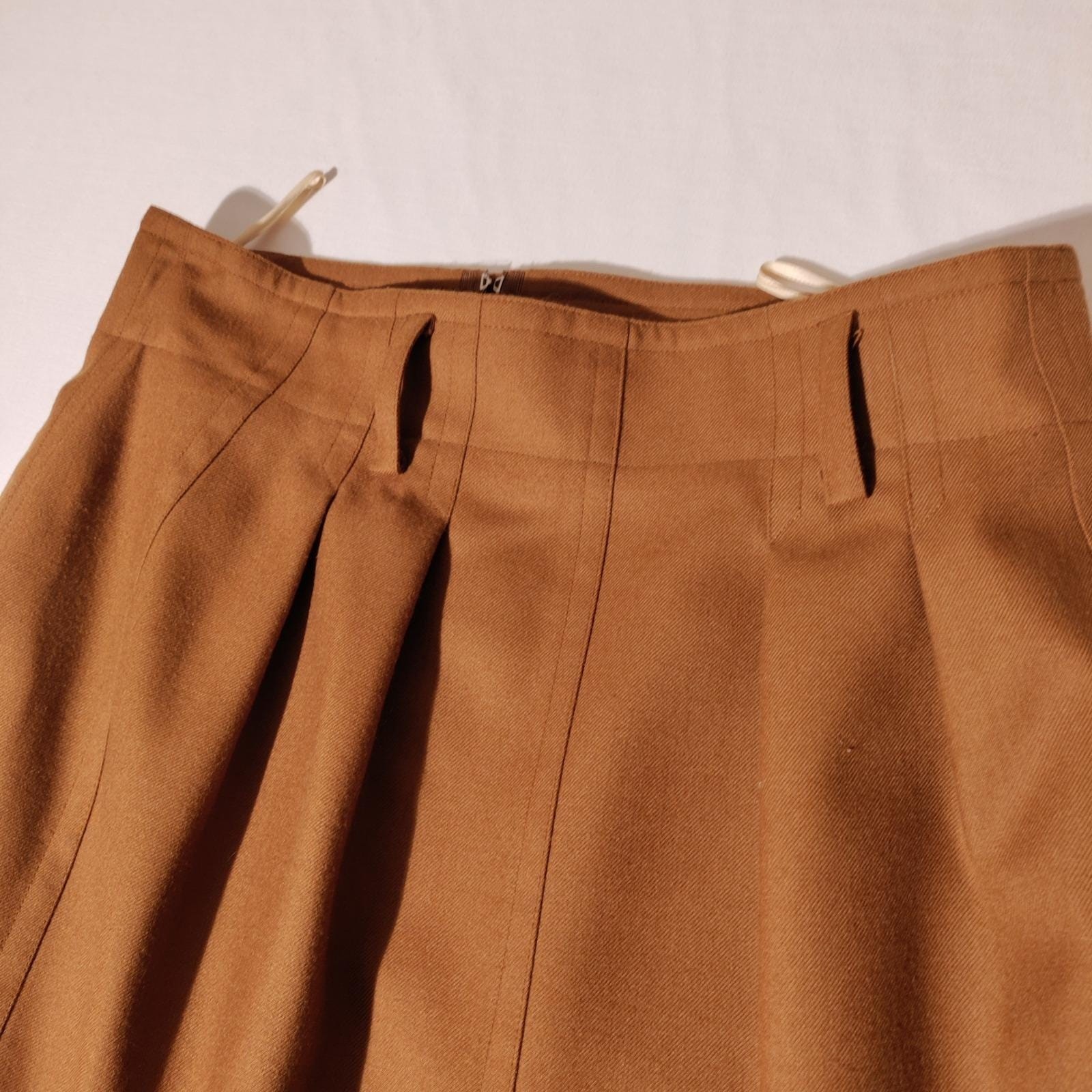 Mondi Vintage West Germany Pure Wool Pleated Skirt Camel Brown Sz 42 (31″ Waist)