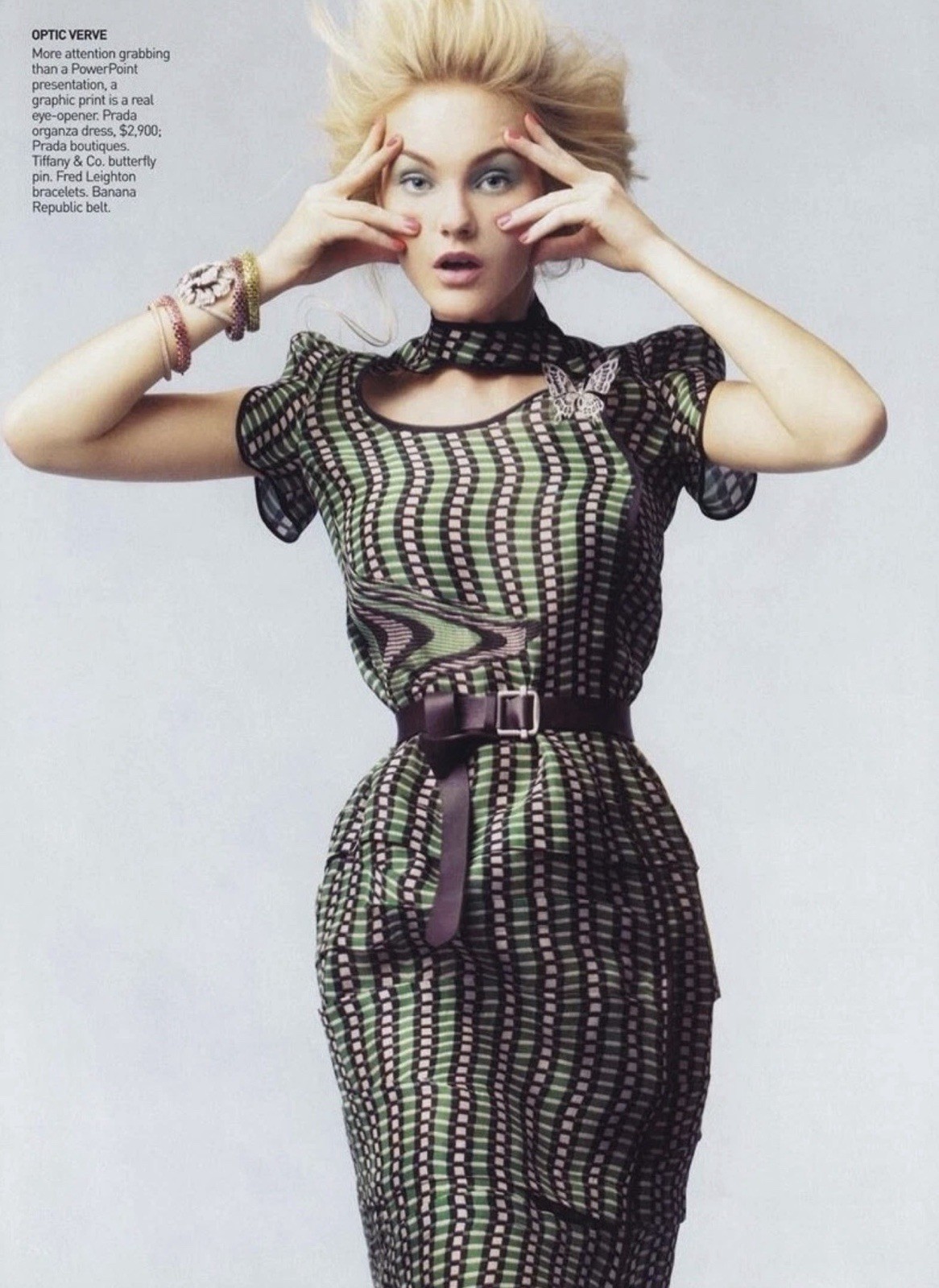 *PRADA* Archival Runway S/S 2008 Fairy Collection Green Silk Plaid Dress 46