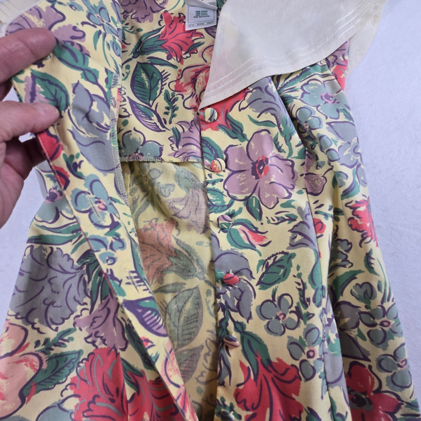 Laura Ashley Sailor Collar Dress Praire Womens 8 Multicolor Vintage Floral (D4)