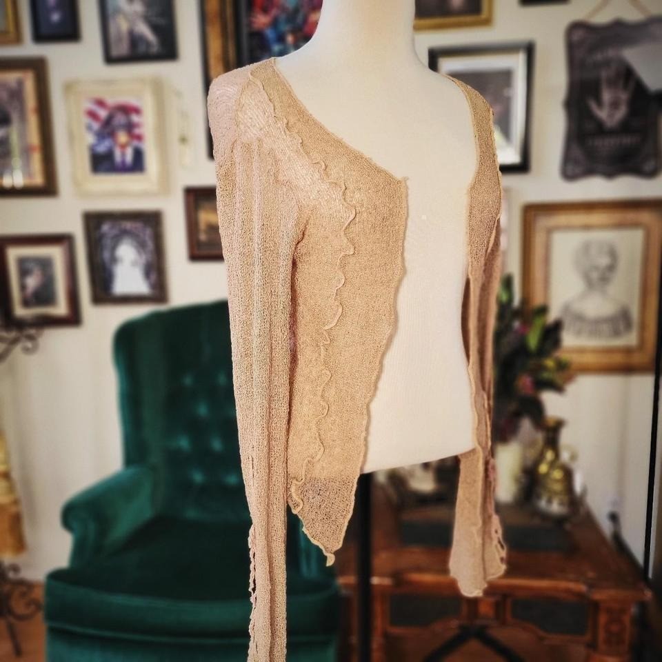 Classic Cream Knit Cardigan by Purp7e Vintage Y2K Early 2000s Bell Sleeve Cute