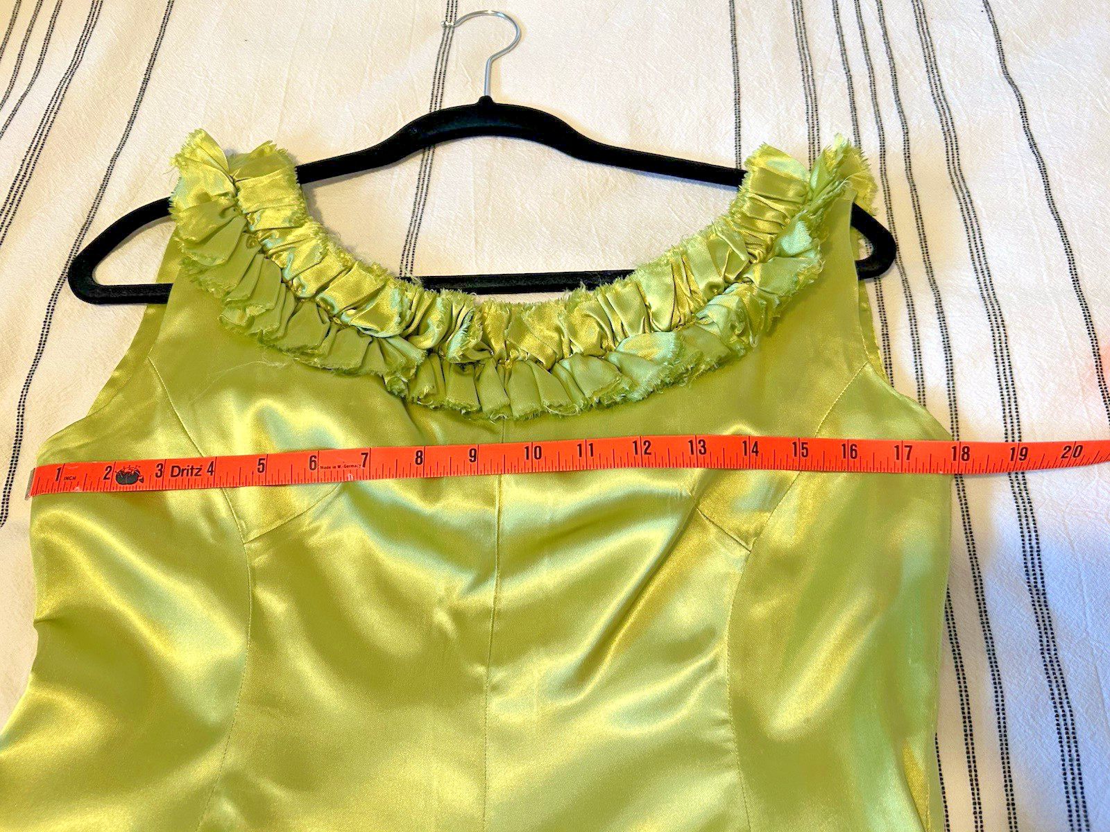 Vintage Handmade Satin Whimsical Green Party Dress – Flower, Fairy Costume Sz M