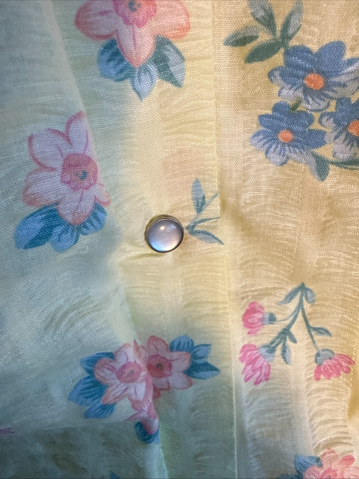 Vintage Housecoat Robe 3X Smart Time Yellow Floral Seersucker NOS NEW TAGS