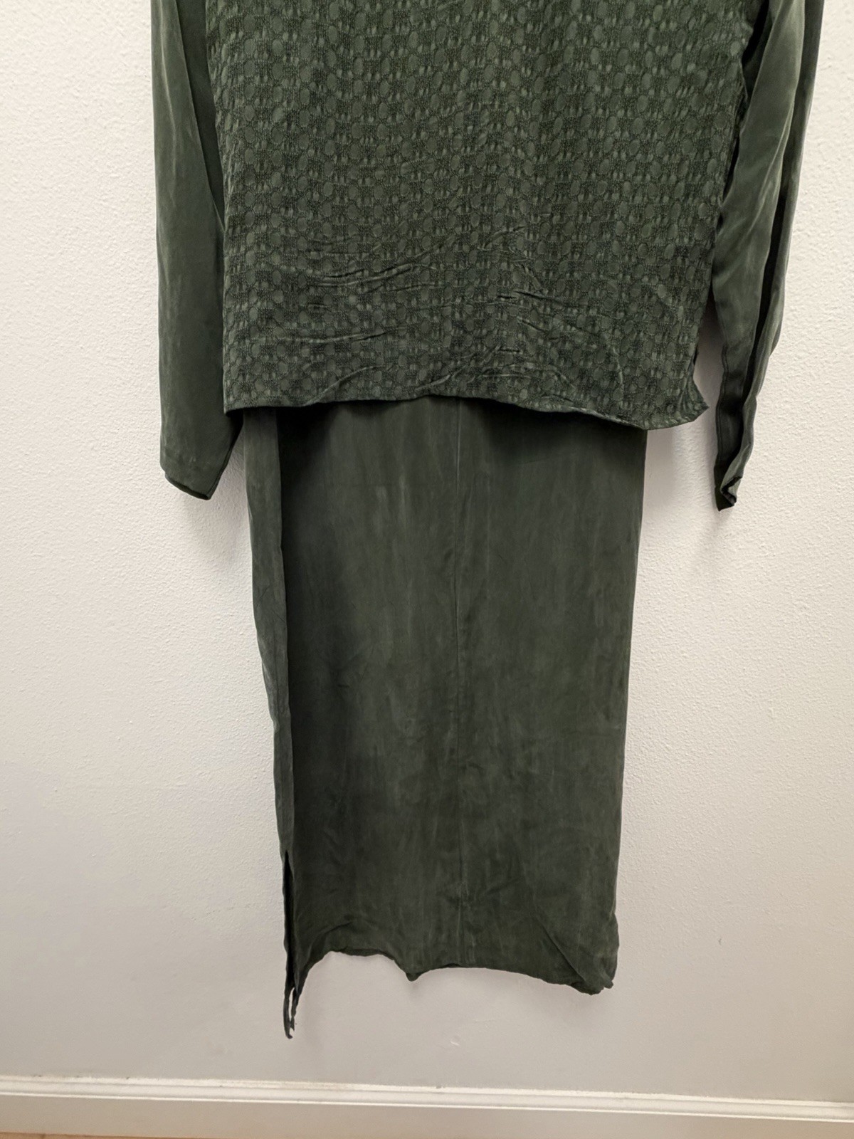 Vintage Rabbit Rabbit Designs 2 Pc Rayon Dress Jacket Set Green Petite 4P USA