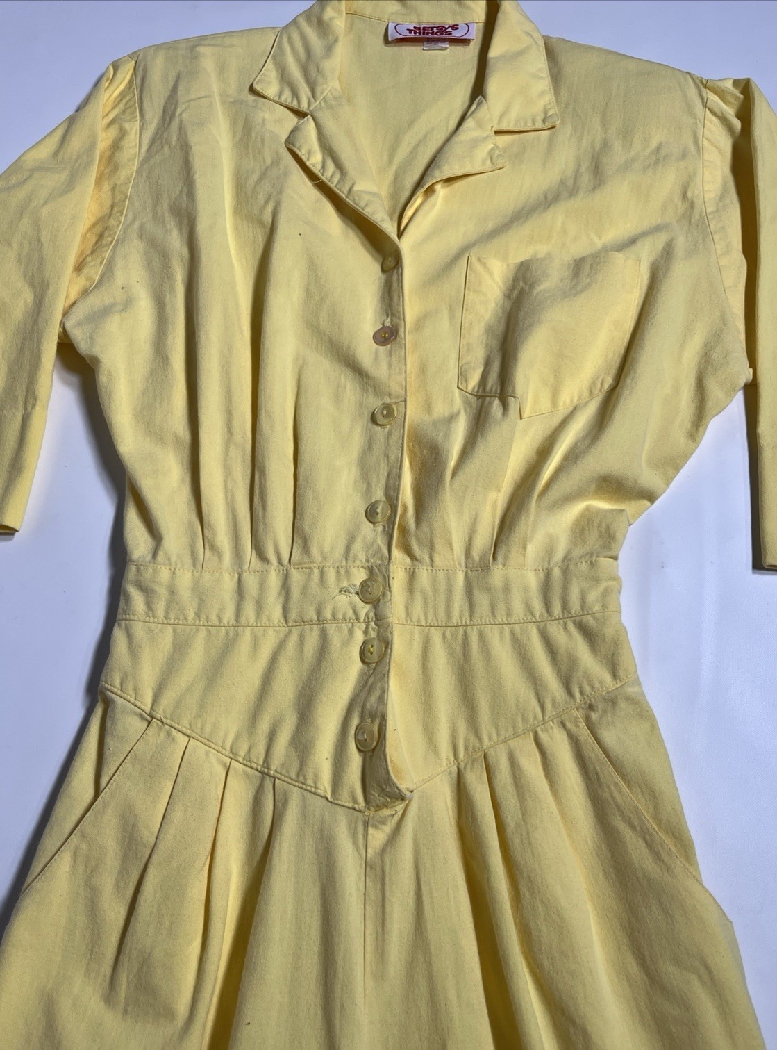 Vintage 70s/80s Betsy’s Things Sz Size 7 USA Made Yellow Jump Suit Jumpsuit