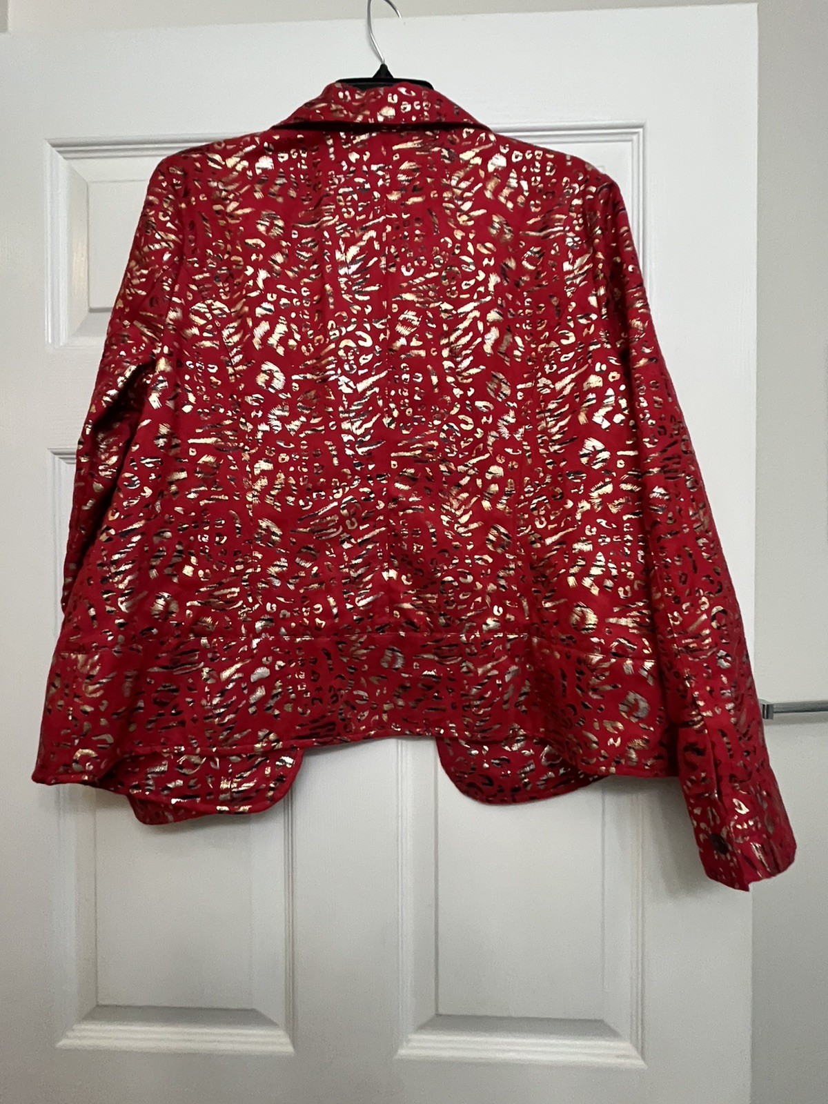 Vintage Birch Hill Red w/ gold Spots Blazer Jacket Sz large Unique well made