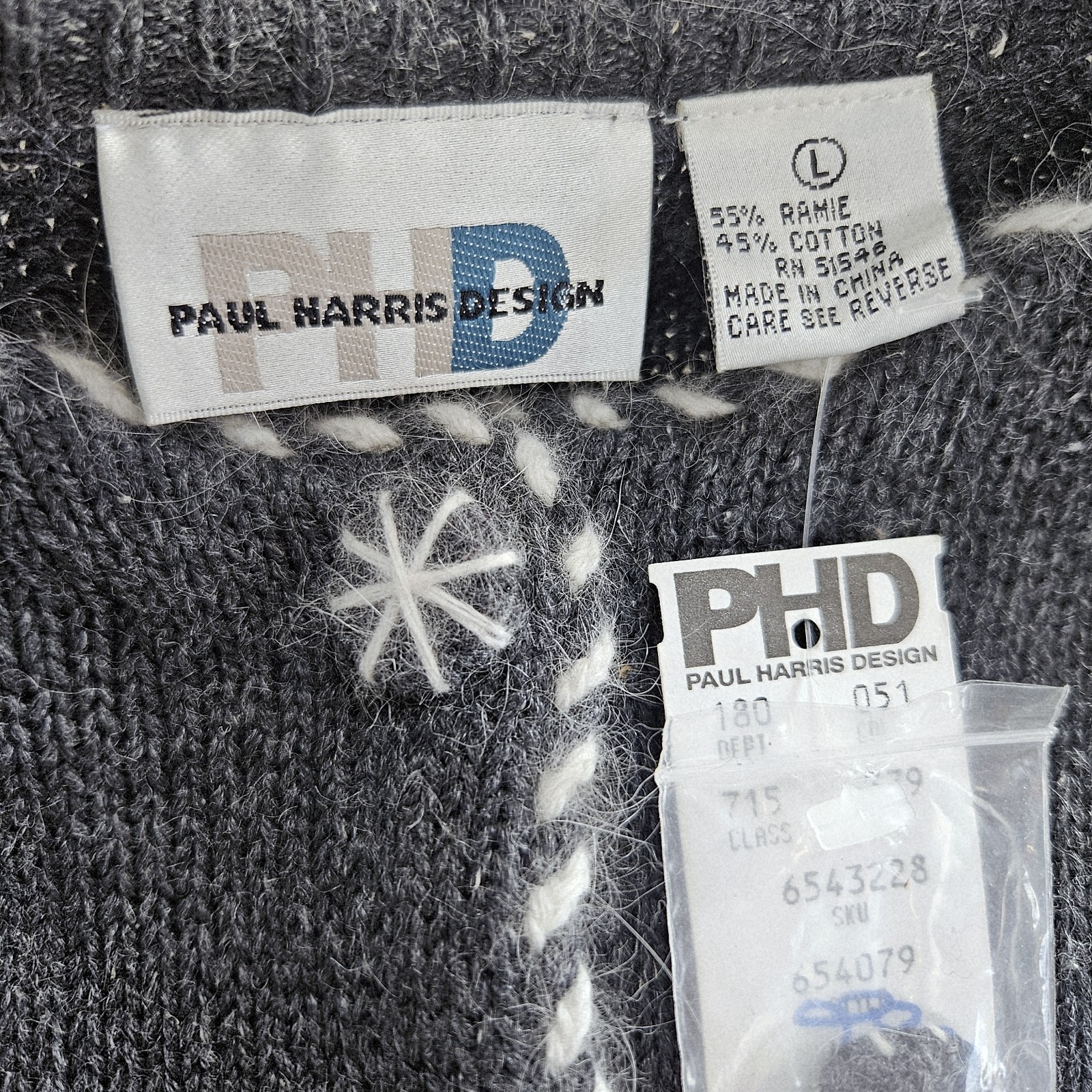 Vintage Paul Harris Christmas Cardigan Sweater Gray Snowflakes Winter Women L