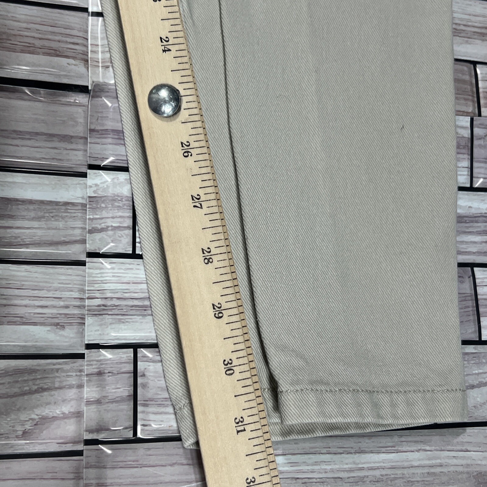 Y2K Eddie Bauer womens 2 Tall hight waisted pleated front denim beige Cotton VTG