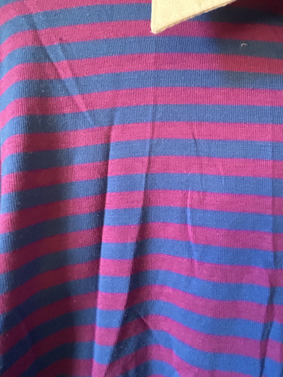 VTG Women’s MOD L/S Preppy Striped Knit Shirt W/ Woven Collar Waist Band Sz L