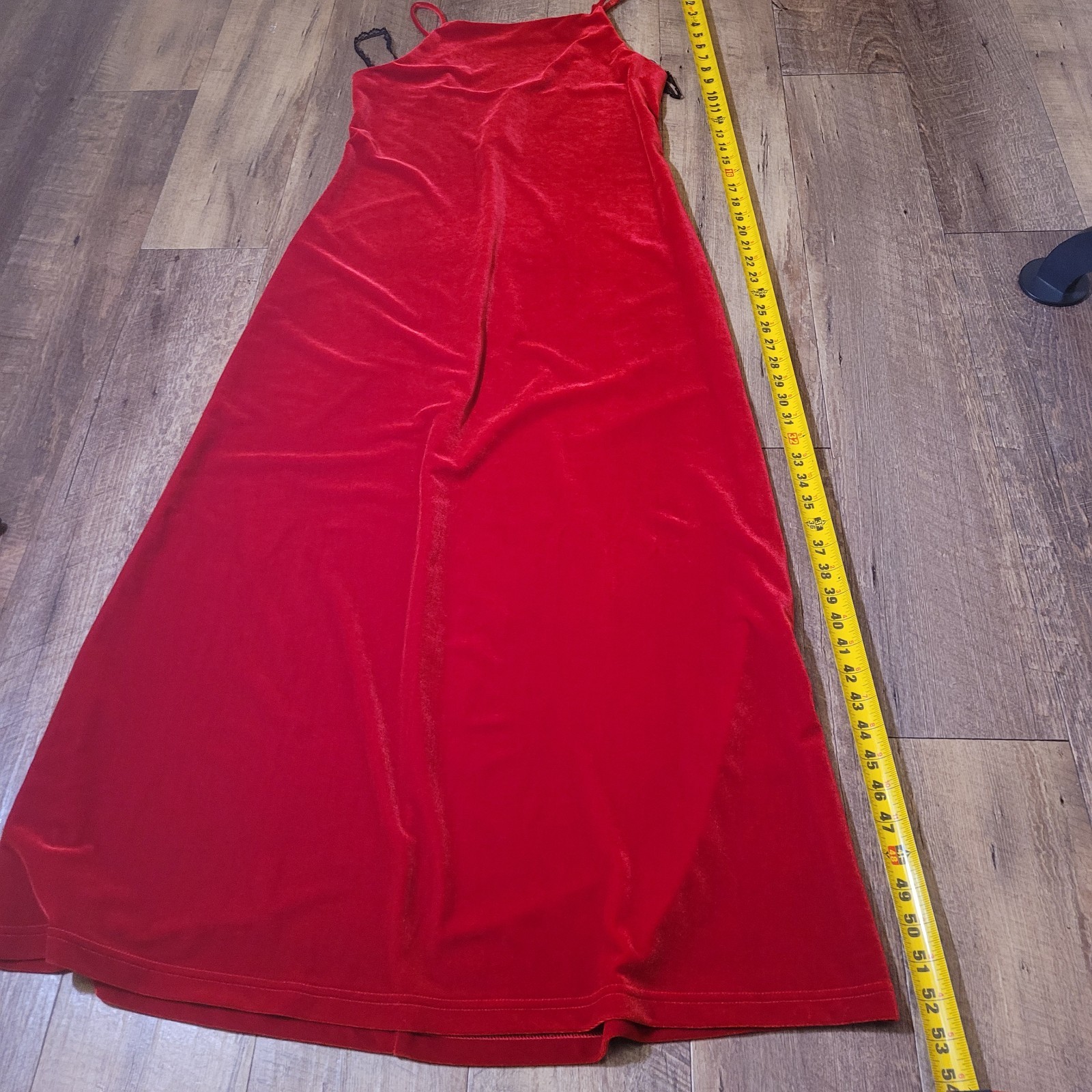 Vtg RED Gothic Velvet Maxi Dress/11/12 Spaghetti Strapped/T103