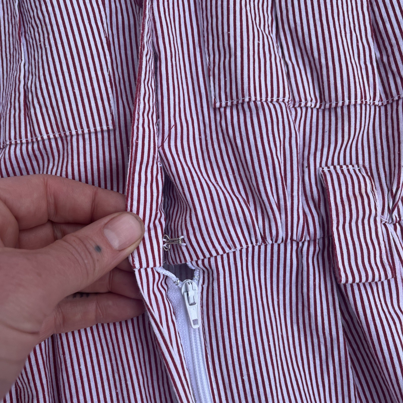 True Vintage Red and white pinstripe dress by Taurus Two size 10 Union made USA