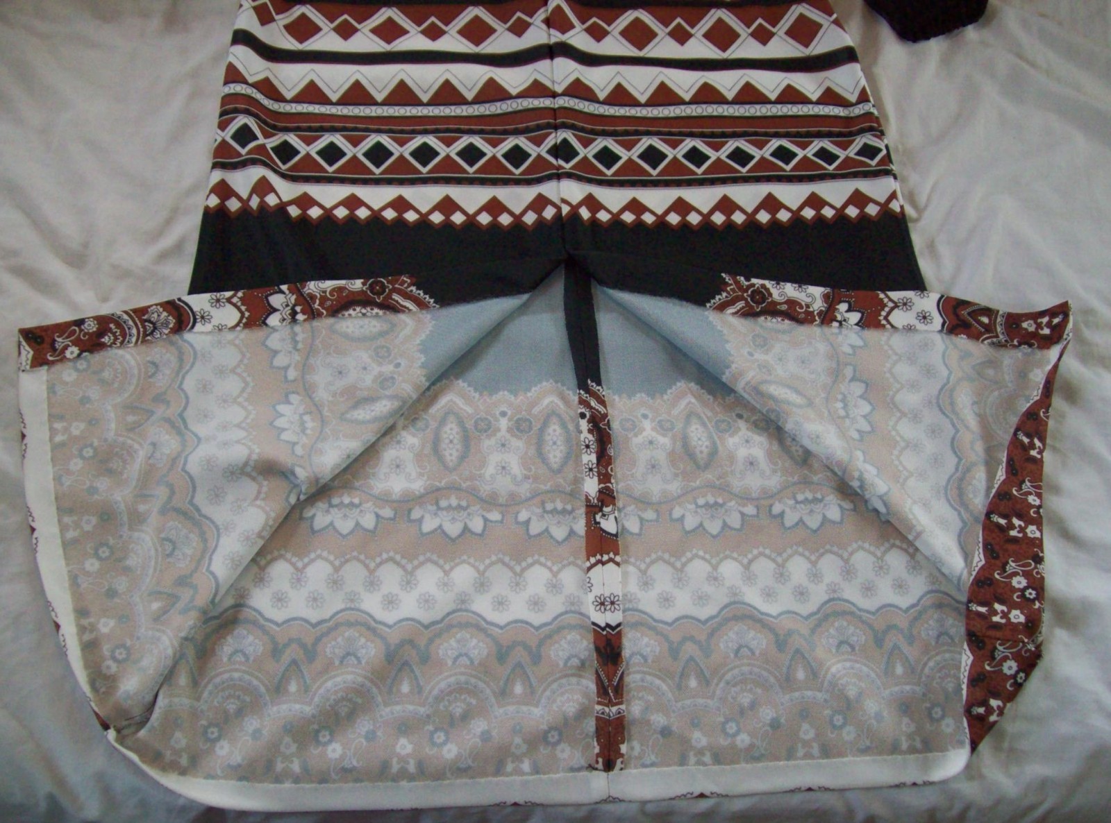 VINTAGE Hippie ALDENS FASHIONS Long Dress fits Med-Lrg 70’s sheer arms browns