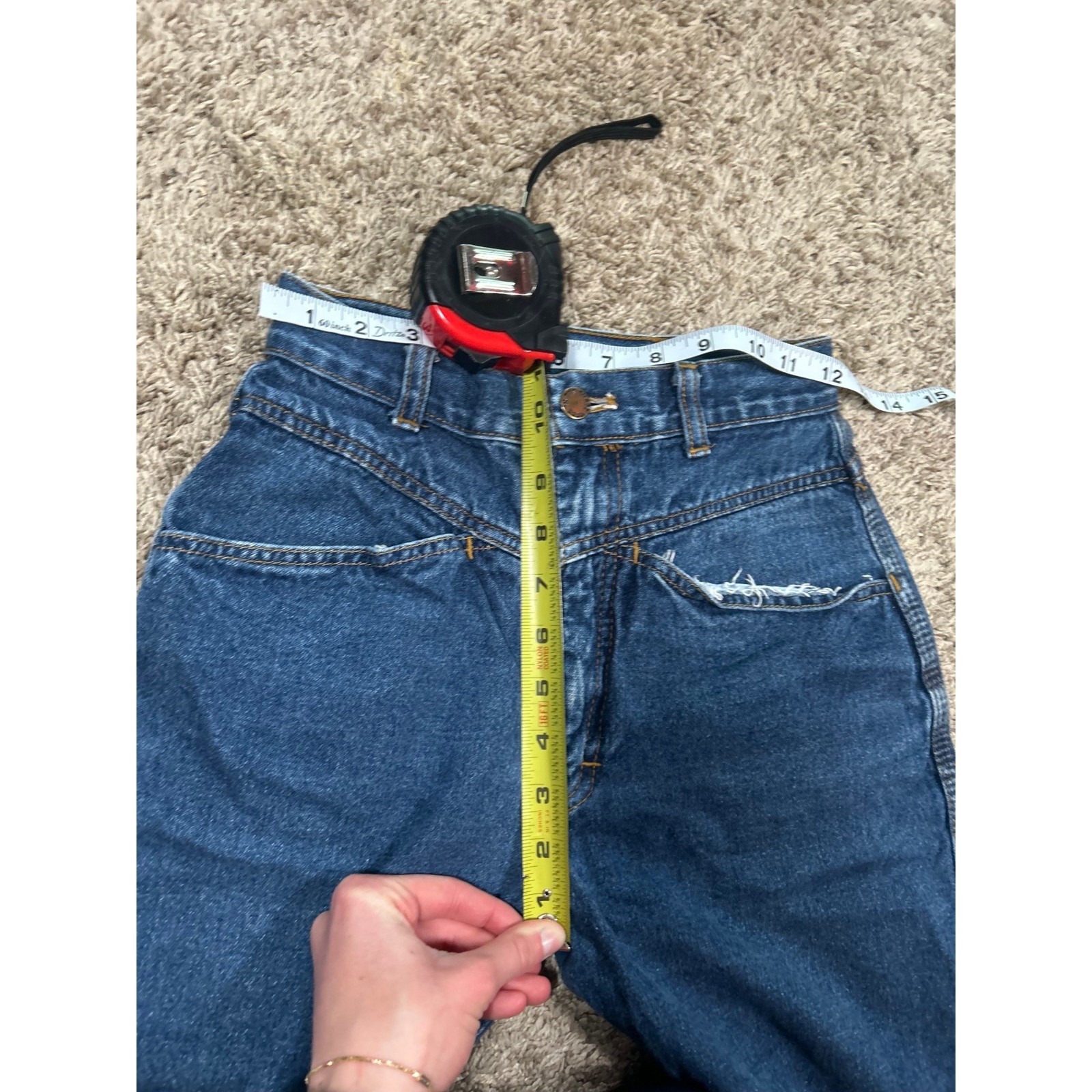 Vintage High Waisted Western Tapered Mom Jeans Straight Leg 80s Blue 24′