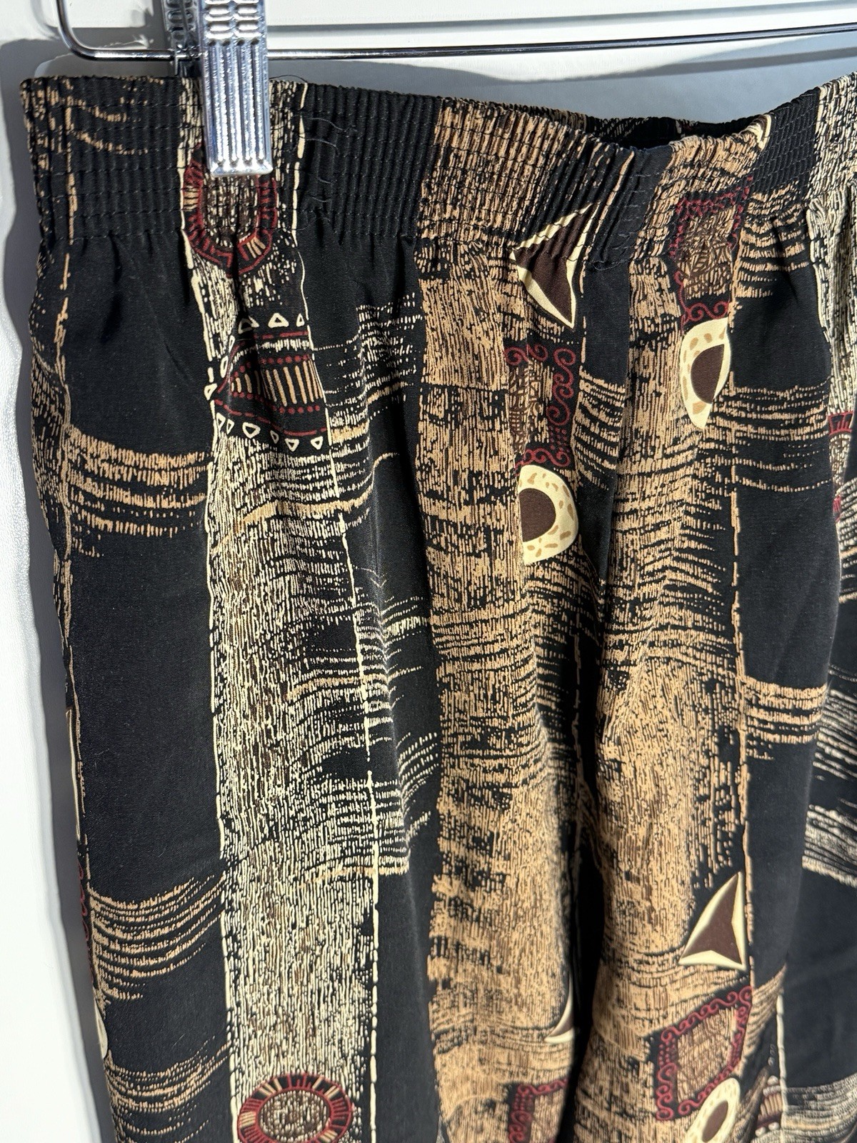 Y2K Geometric Design Brown/Tan Peter Popovich Pants, Serious Screech Vibes