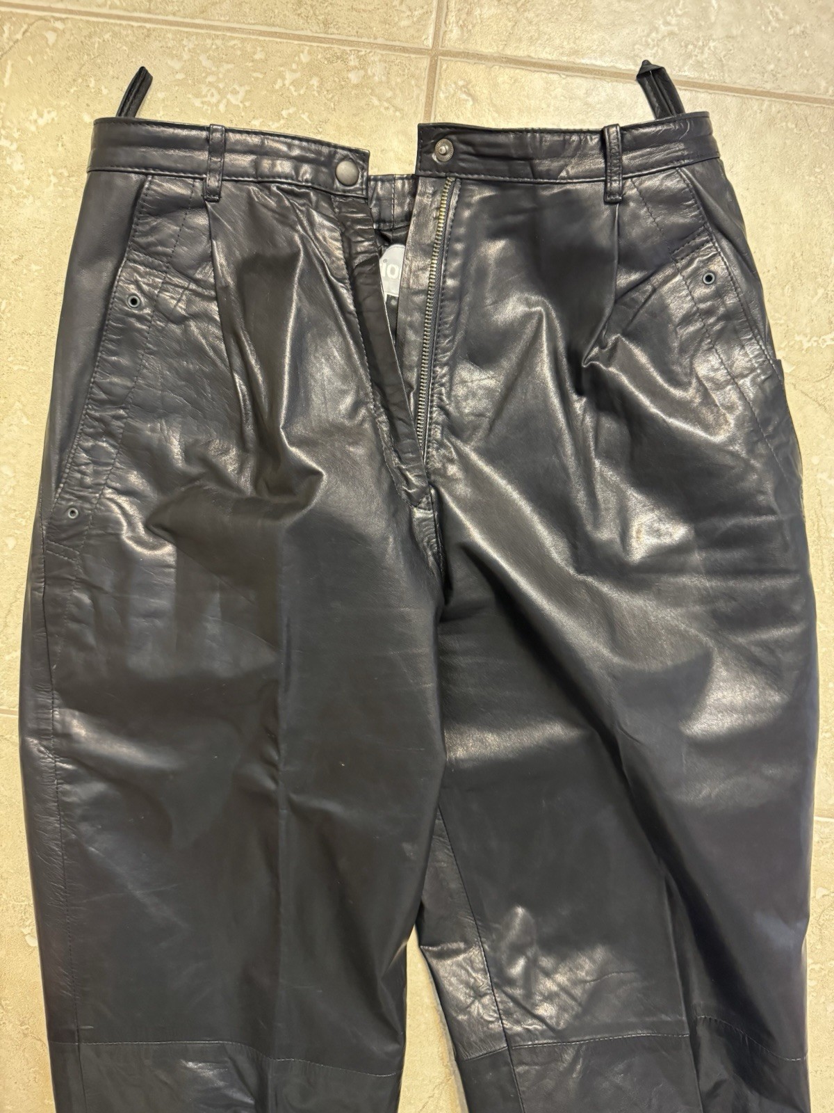 Women’s Vintage 1980’s INTUITIONS Black Leather Jacket & Pants Set Size 10-12