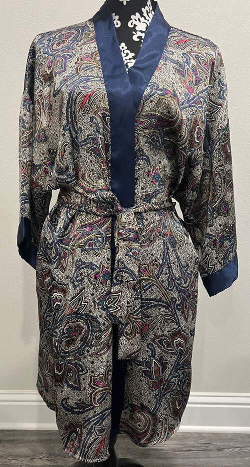 VTG 80’s Body Drama Lingerie Women’s Multicolored Paisley Print Kimono SS Robe M