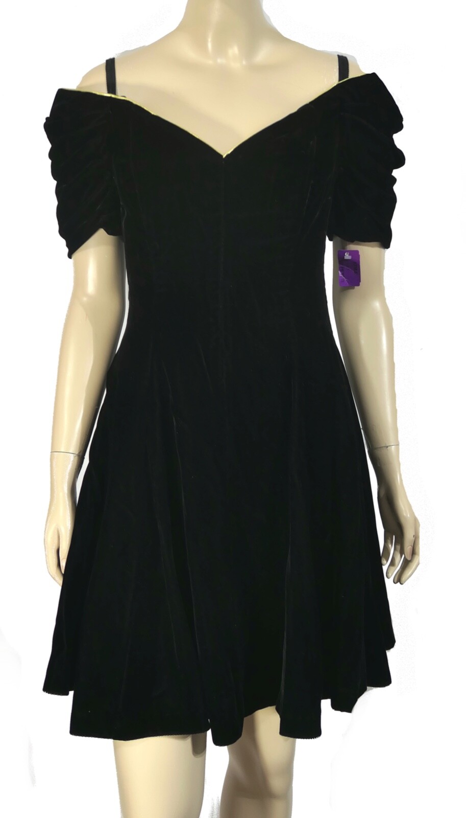 NOS Vintage 80s Moda International Sherring Swing Velvet Party Dress PS / PM
