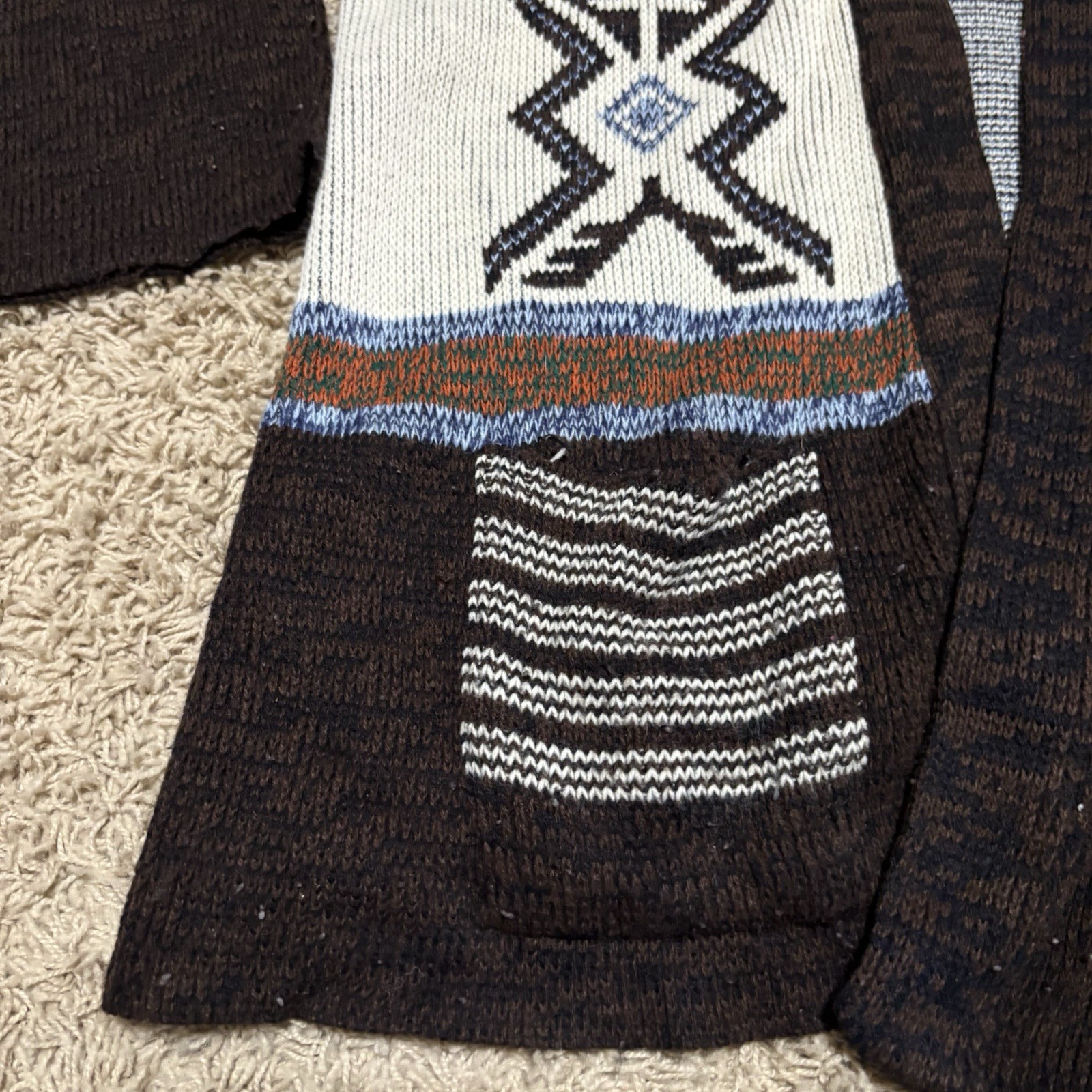 Vintage 80’s Retro Fall cardigan Western Native Boho Design Sweater Size L