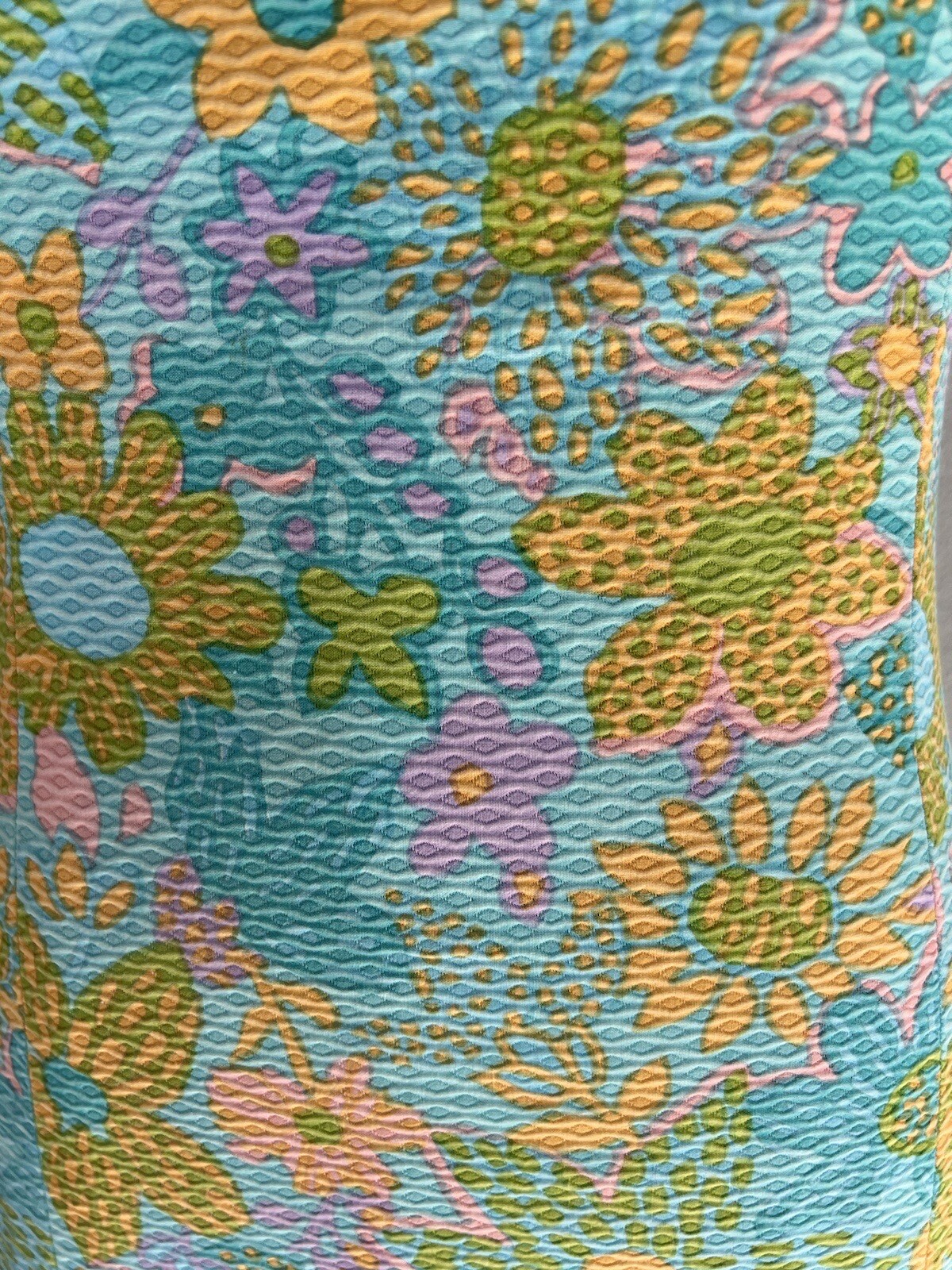 VTG 1960’s Green Pink Orange Damask Floral Shabby Chic Sun Mini Dress S M GREAT