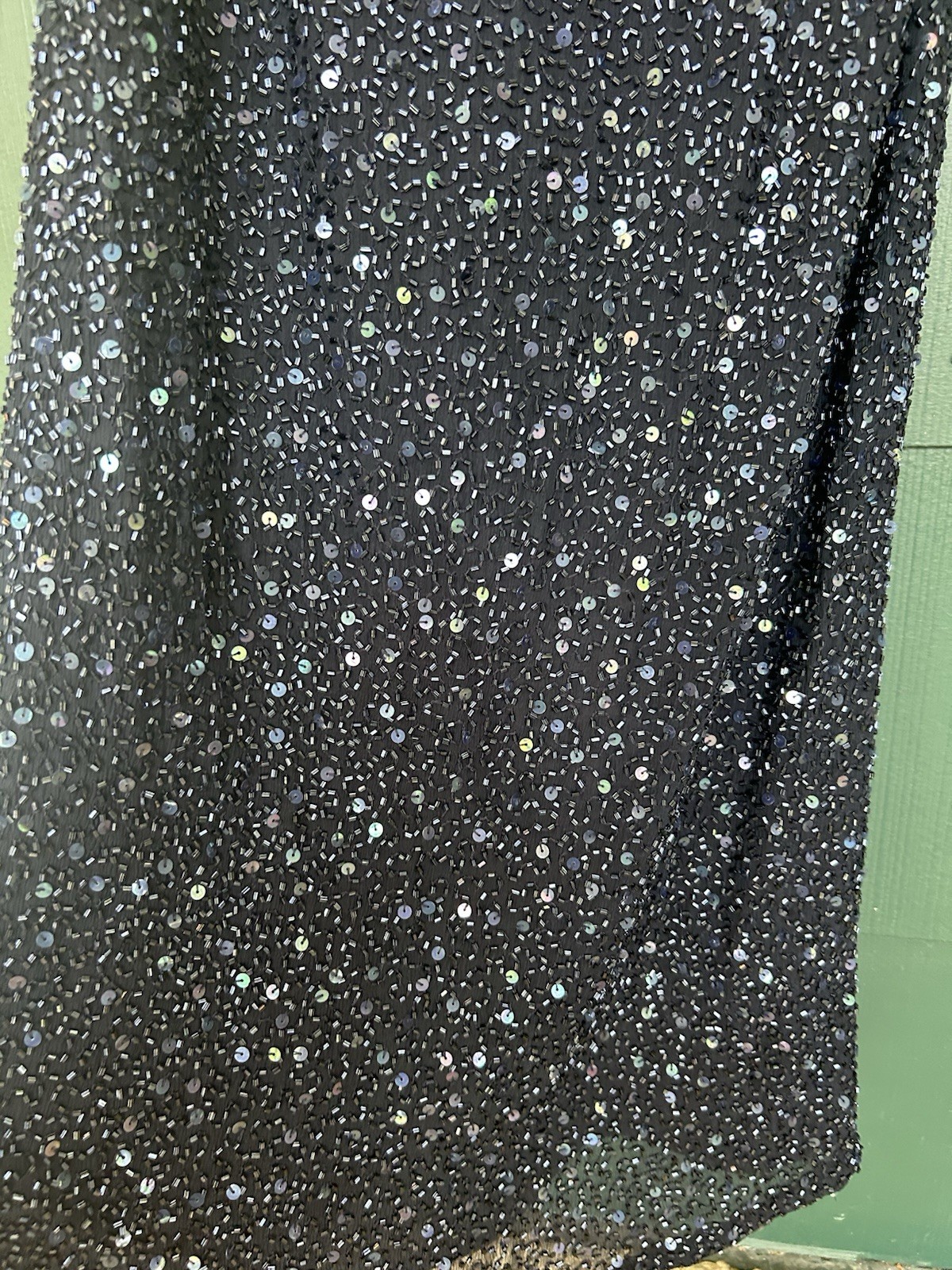 Vintage 90s Handbeaded Silk Maxi Gown Navy Strapless XS Panoply Goth Vampy