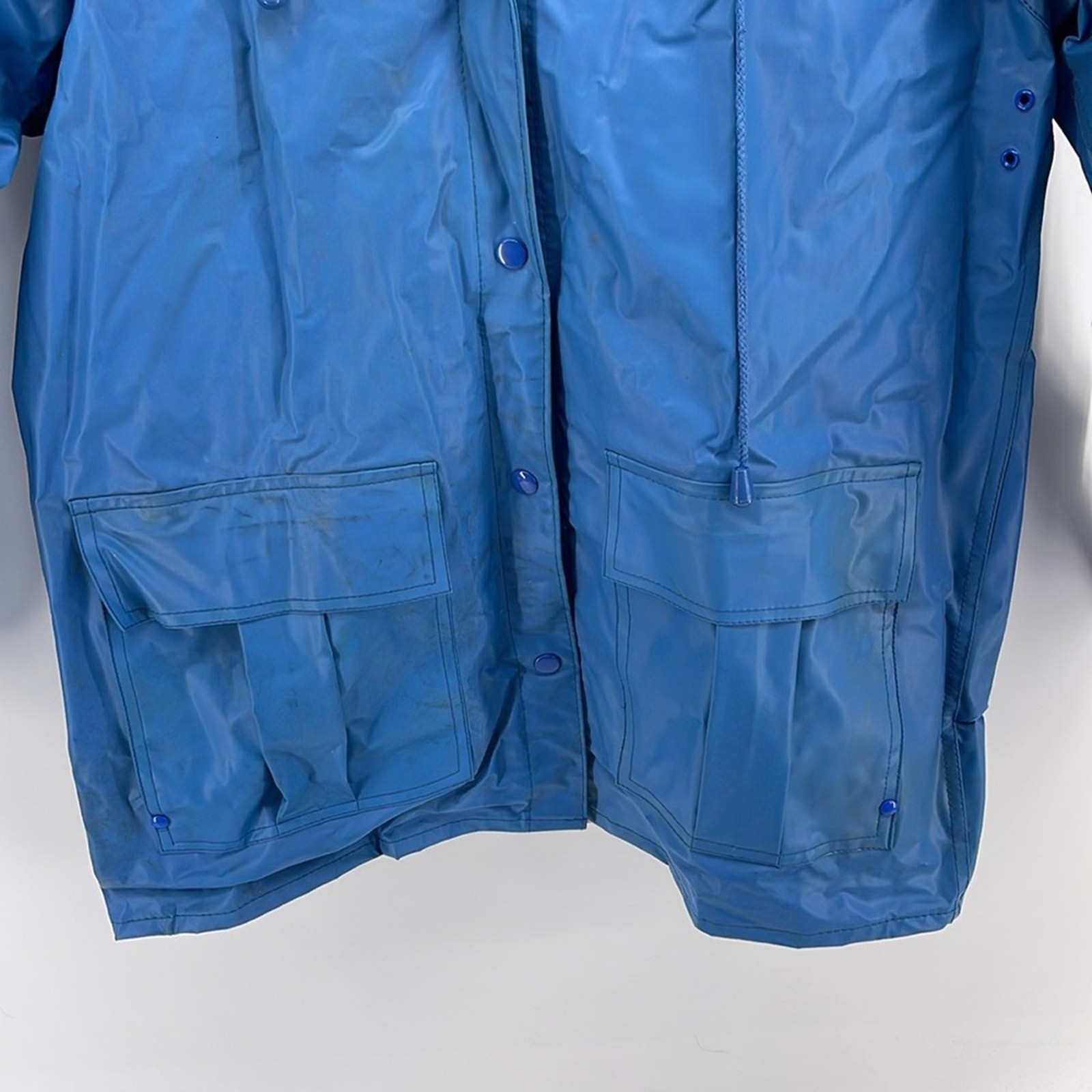 Vintage Sailmaker PVC cotton plaid flannel lined button up hooded raincoat sz S