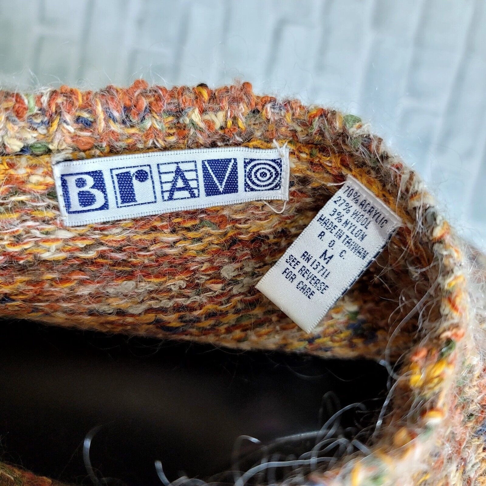 Bravo Vintage Space Dye Knit Sweater Womens M Multicolor Wool Blend Chunky