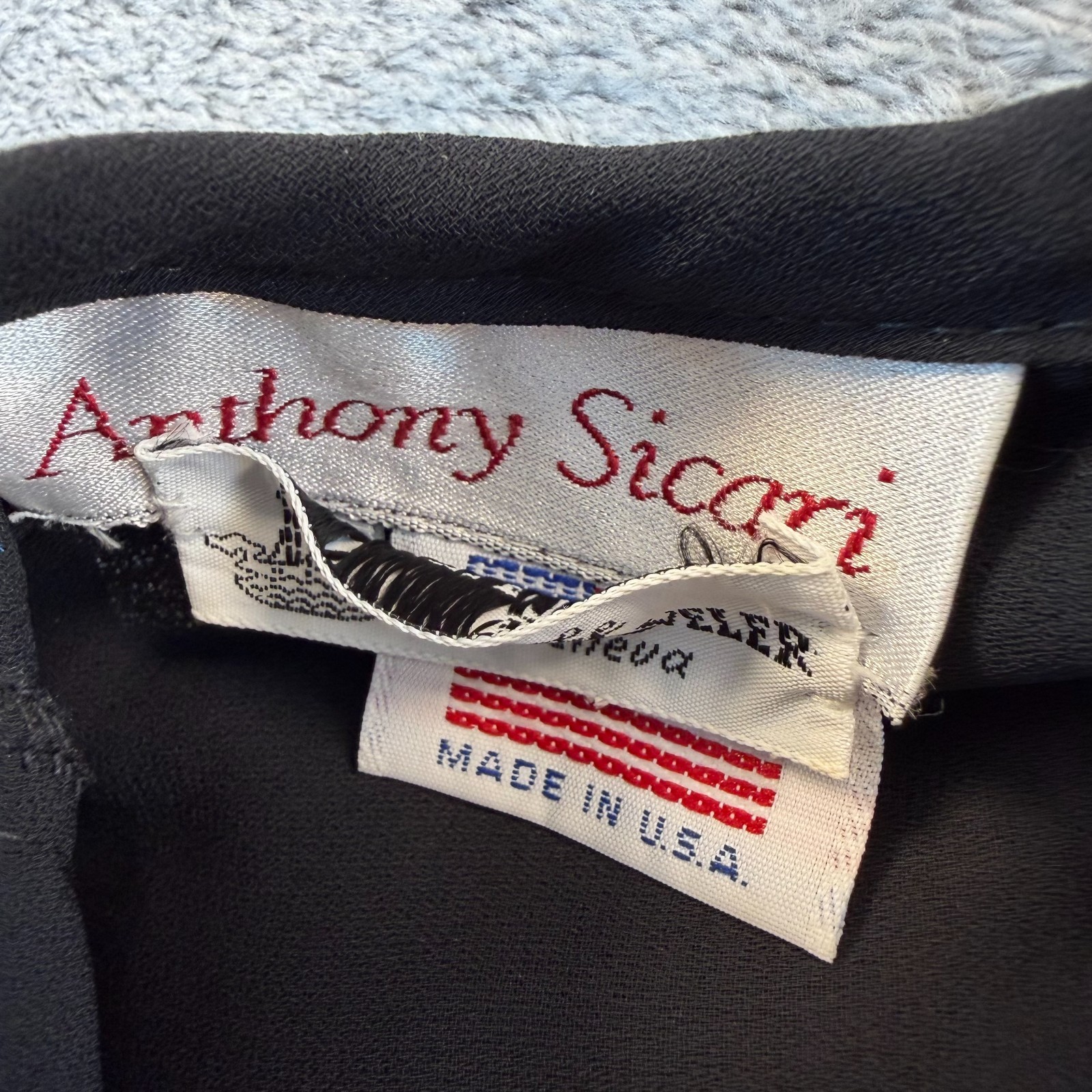 Vintage Anthony Sicari Black Accordion Pleated Dress Belted Sequin USA 10