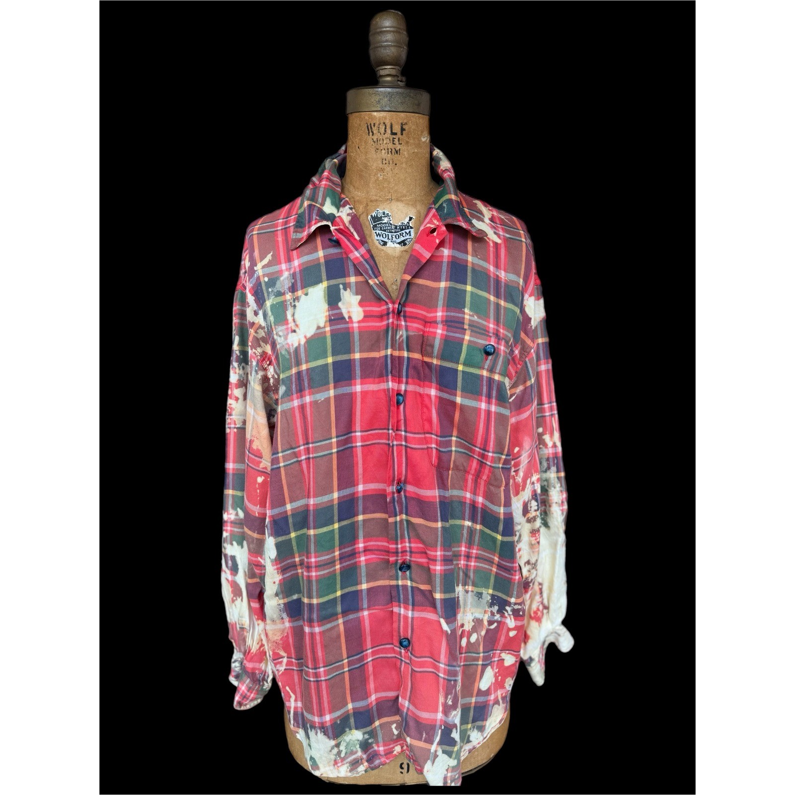 Upcycled Floral Flannel Shirt Rayon Bleach Art Medium Boho