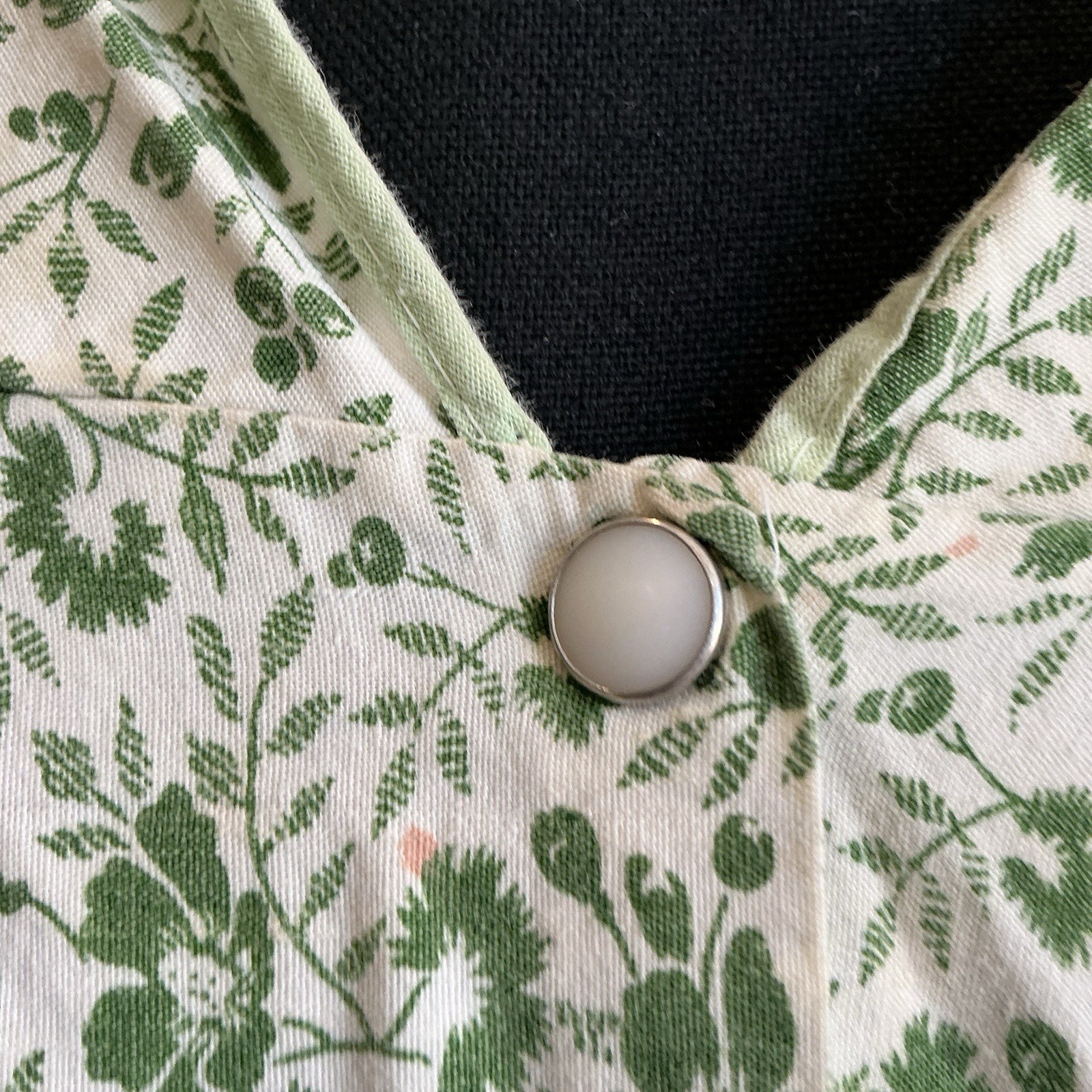 VTG Floral Snap Front Housecoat Duster Robe Green Short Sleeve Plus Size 1X 32C7