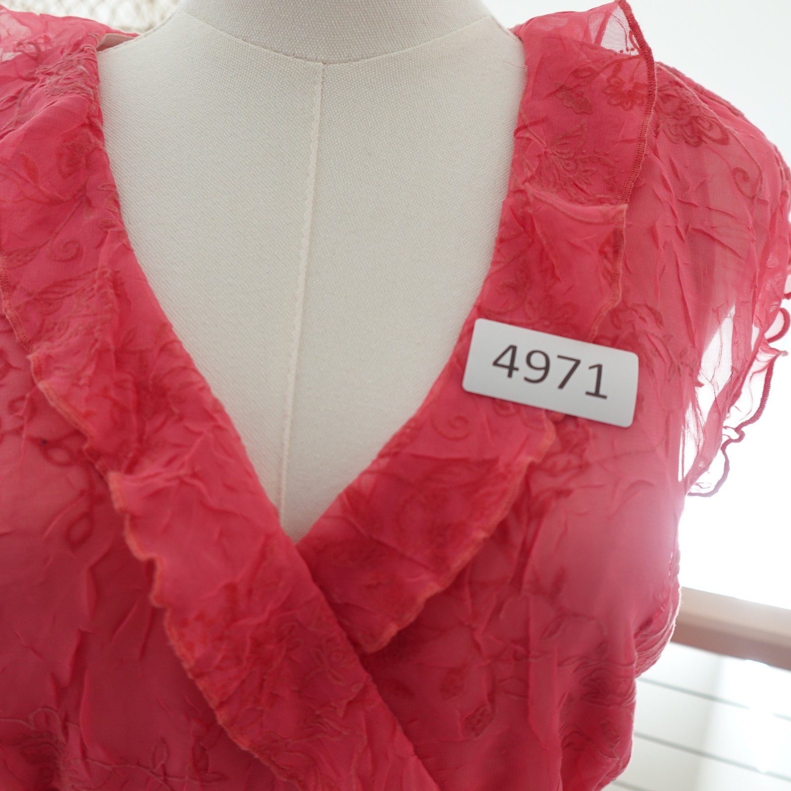 Vtg 90s Y2K CDC Dress M Pink Lace Mesh Overlay Wrap Midi Romantic Boho Feminine