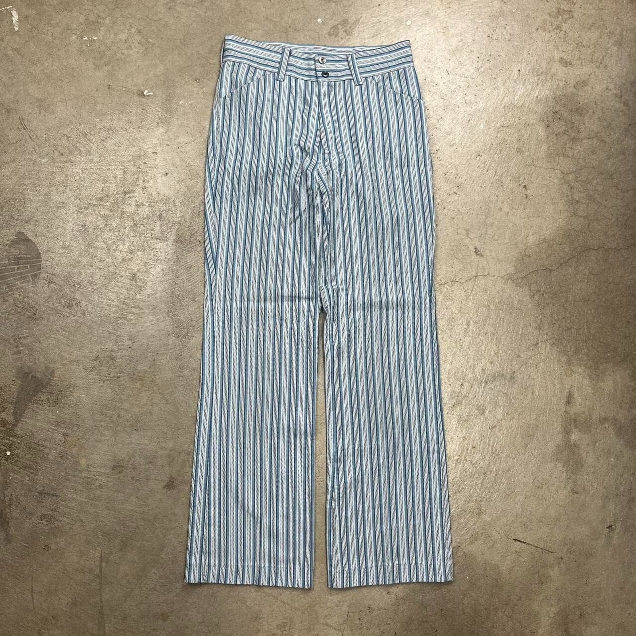 Vintage 60s Penneys Towncraft Striped Pants blue womens 27×28 boot cut wide leg
