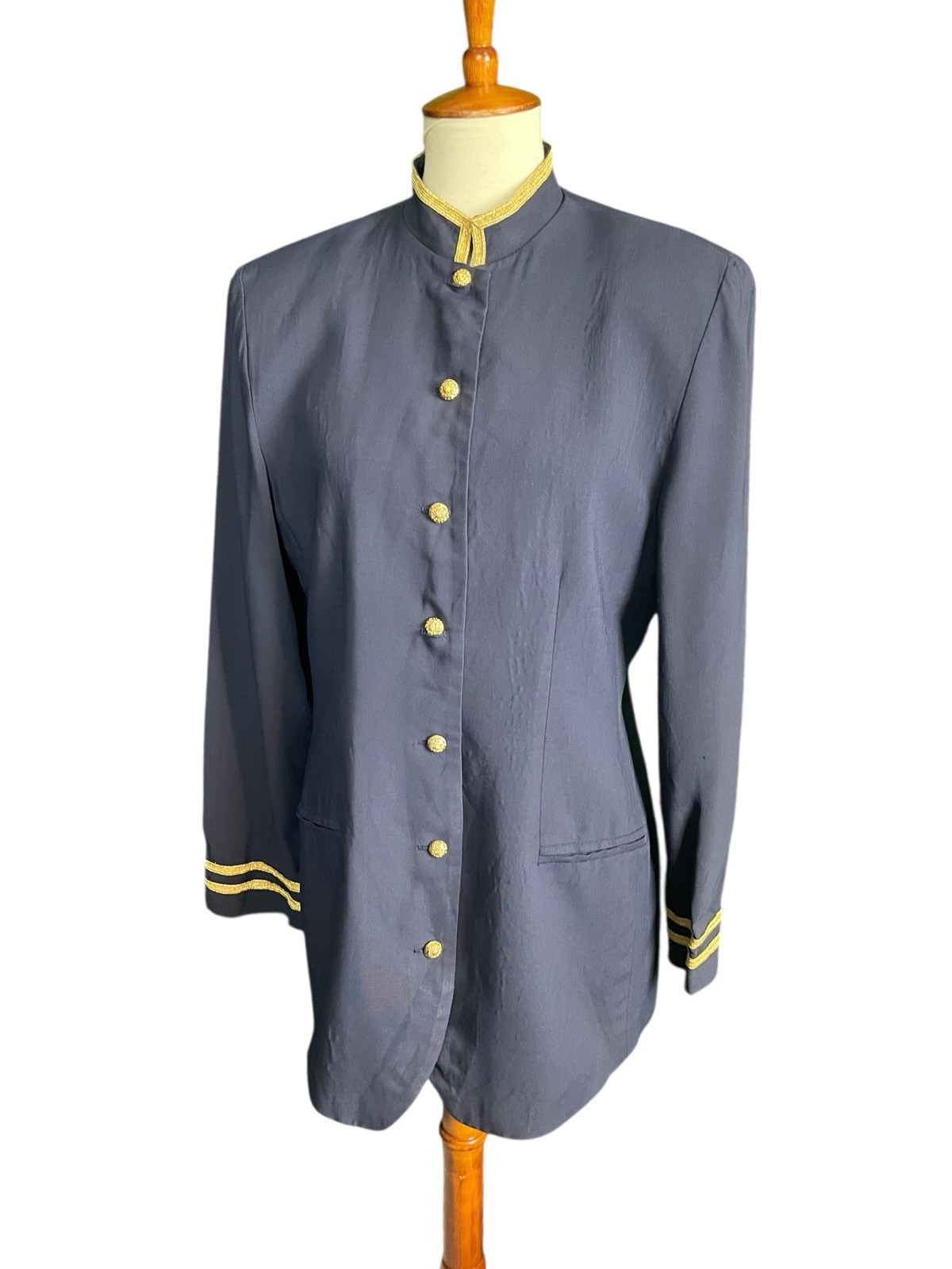 Vintage Et Al By Ronnie Rosado Blue Military Style Blouse Size 12 80s 90s Style