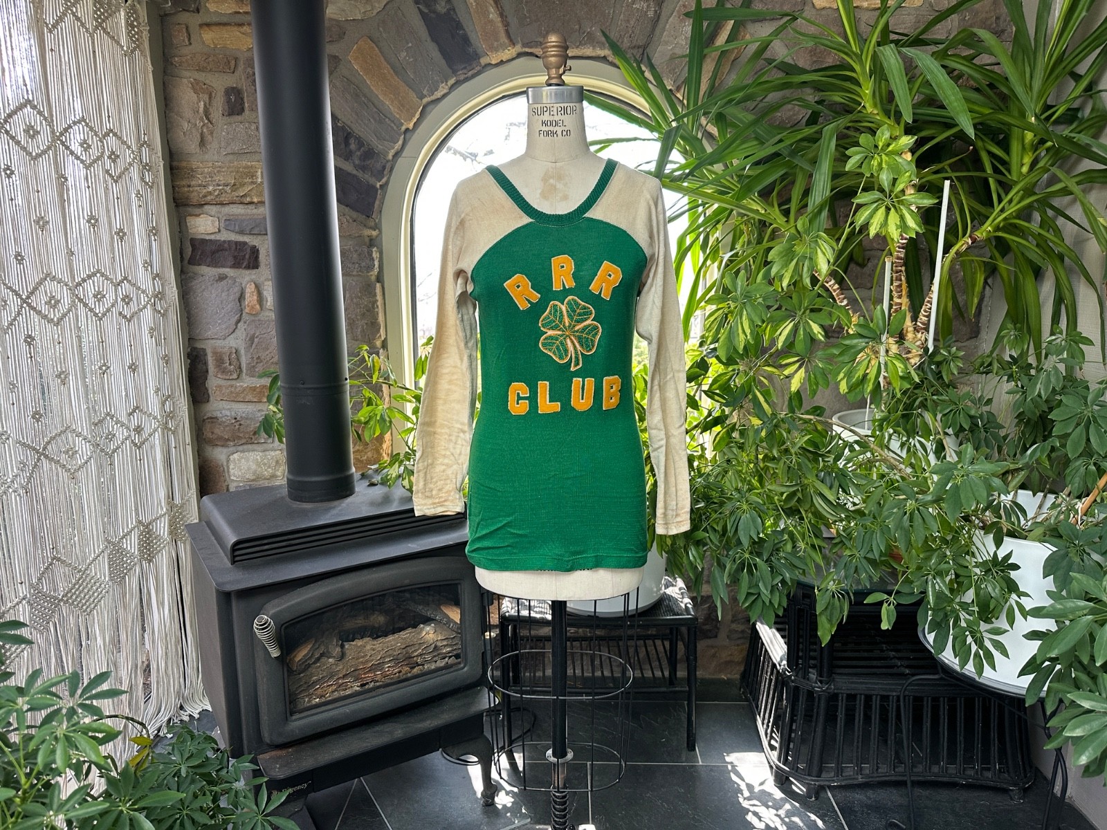 Vintage 1930s 1940s Athletic Shirt Long Sleeve RRR Club Four Leaf Clover Kagen’s