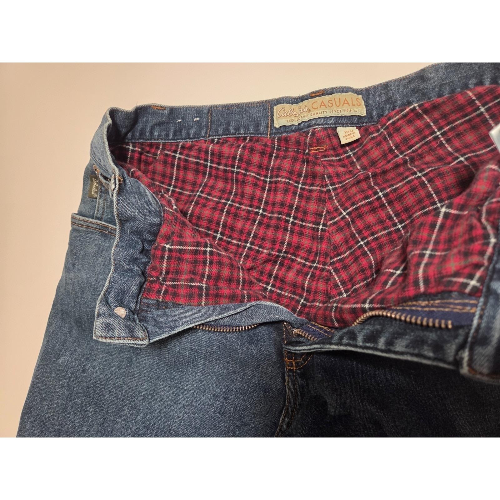 Vintage Cabelas Jeans Womens 14 Blue Denim Dark Wash Flannel Lined Straight Leg