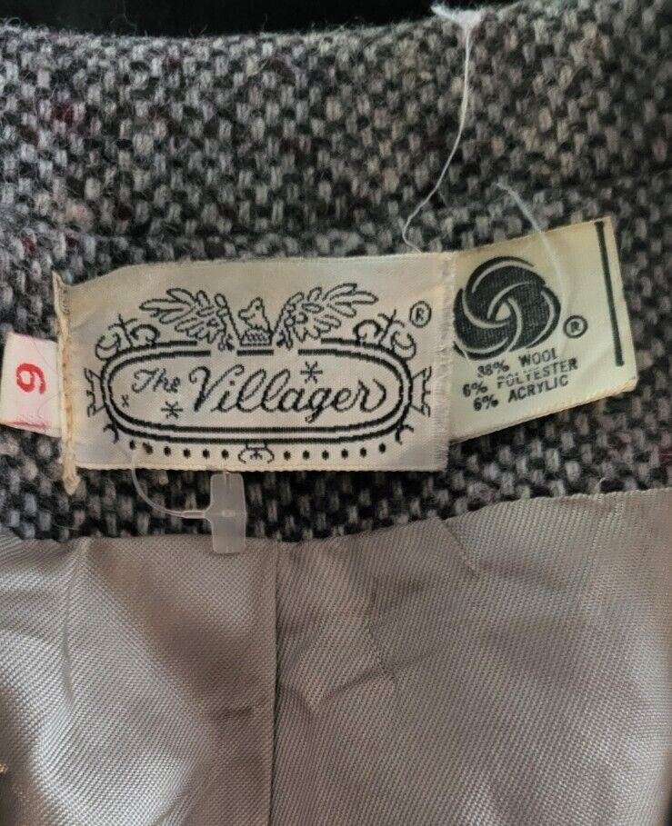 1980’s Vintage Women’s Black and White Checked Wool Blazer XS Tailored Classic