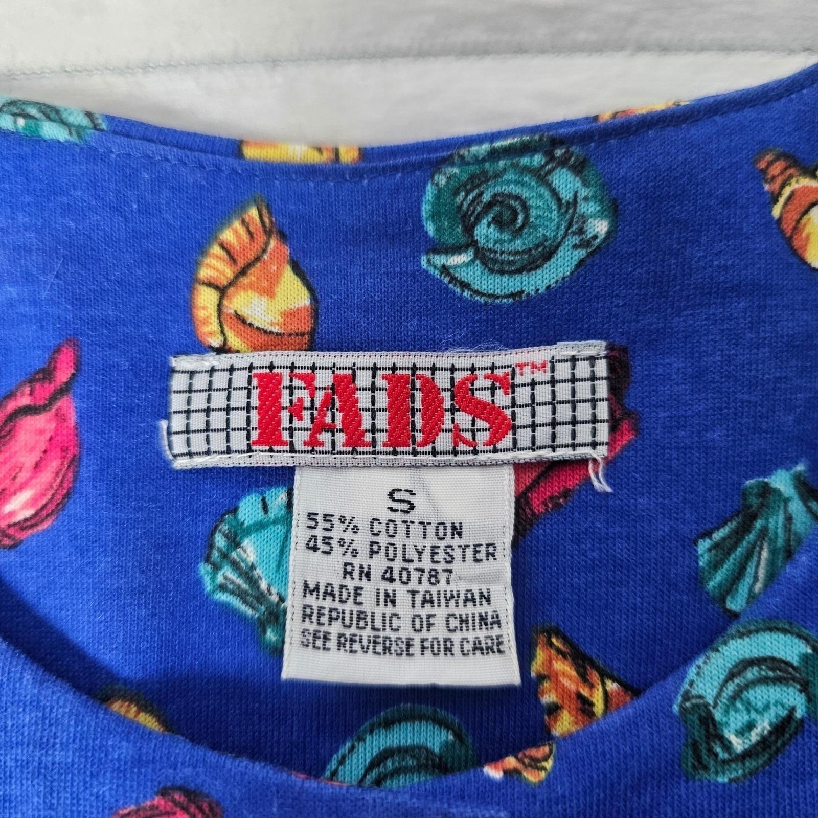 Vtg 90s Seashell Maxi Dress Womens Small Blue Cottagecore Coastal Beachy FADS