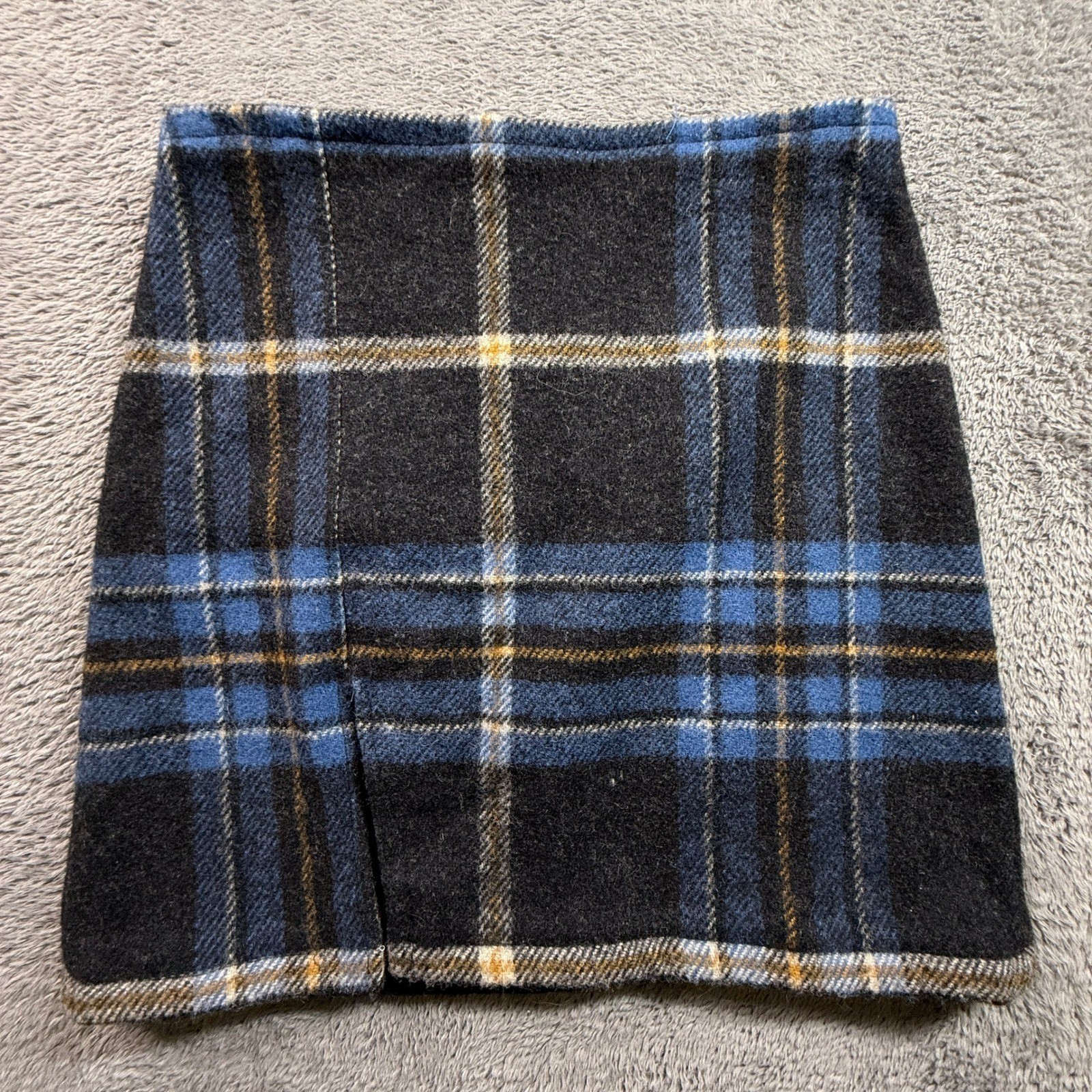 Vintage Tartan Plaid Mini Skirt Womens 30 Blue Black Excellent 80s Wool Knit