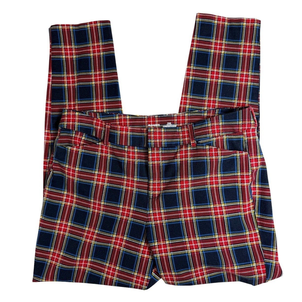 Old Navy Pixie High Rise Plaid Pants Size 14 Red Tartan Secret Slim Pockets