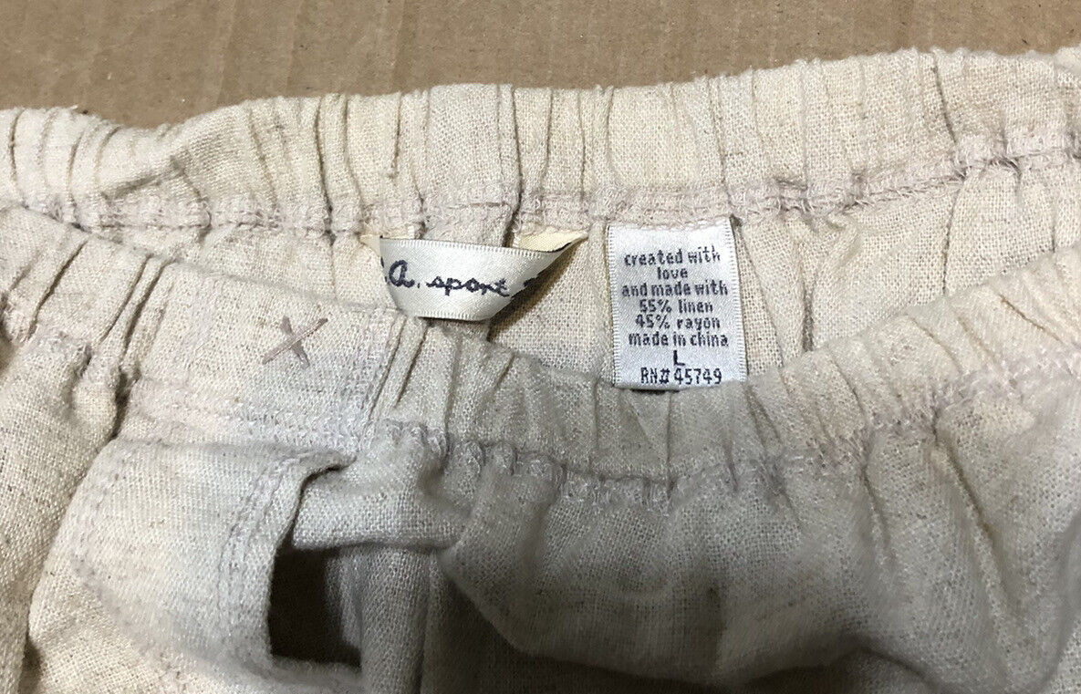 Vintage CA SPORT Womens 2 Pc Top & Pants Set – Linen Blend – Top XL Pants L