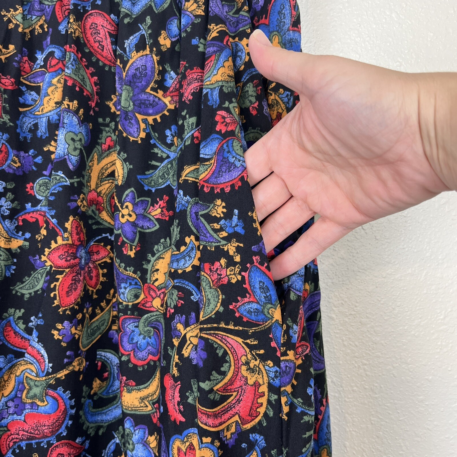 Vintage 90’s California Connection Multicolor Paisley Midi Circle Skirt Size 22