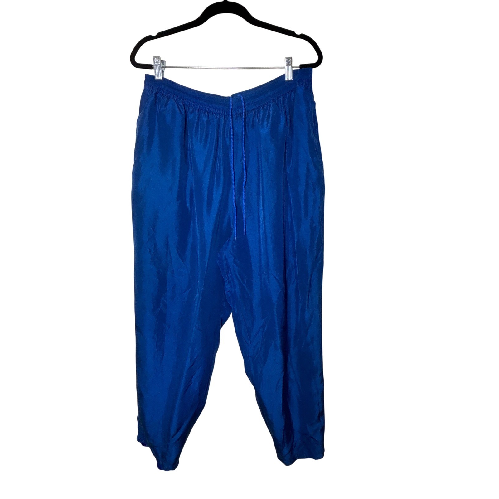 Lady Lavon Vintage 100% Silk Tracksuit Set Royal Blue Jacket Pants Womens 1X