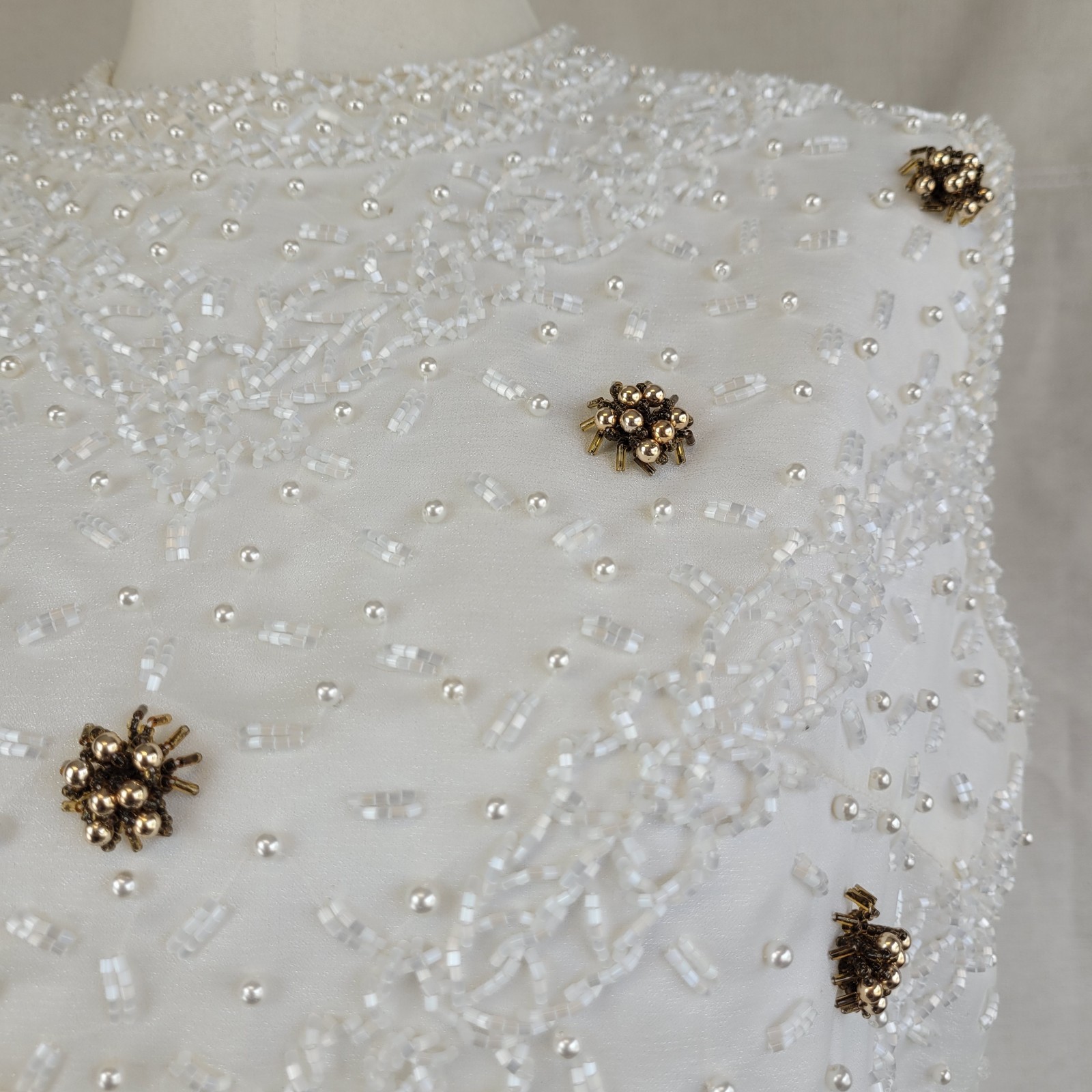1960s Exquisite Beaded Sleeveless Top From Hong Kong Size Sm Great Condition