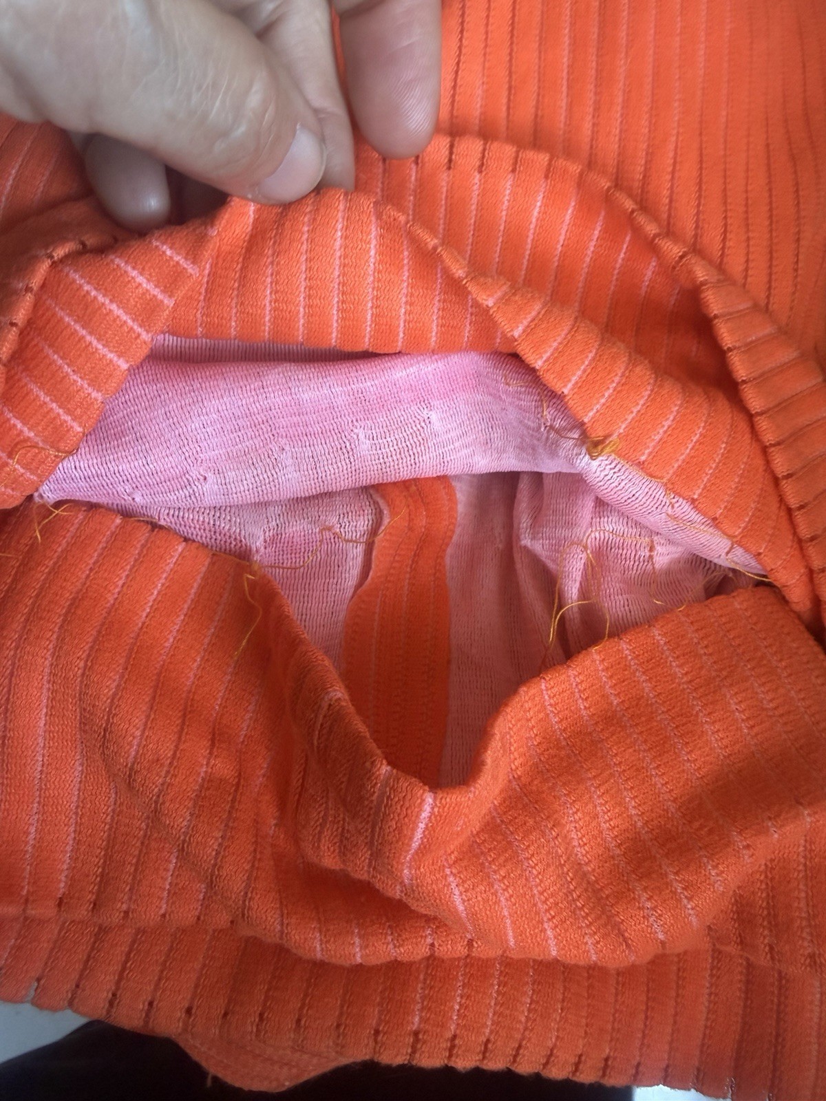 Vtg 1970s Dress Mod Twiggy Orange Stripe Homemade CONDITION ISSUES #278