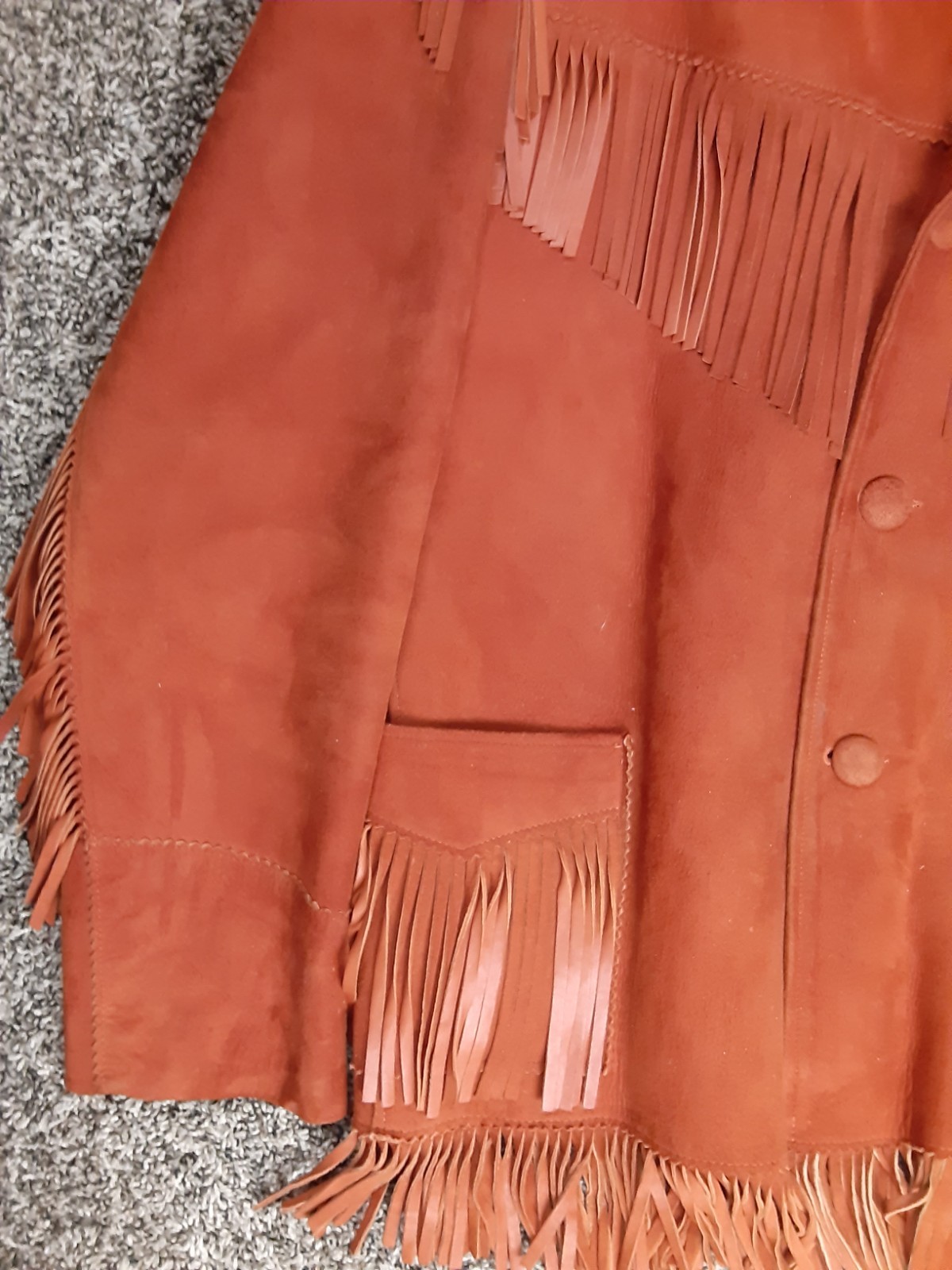 Vintage 60s Jo-O-Kay Corral Du Pont Fringe Burnt Orange Suede Western Jacket