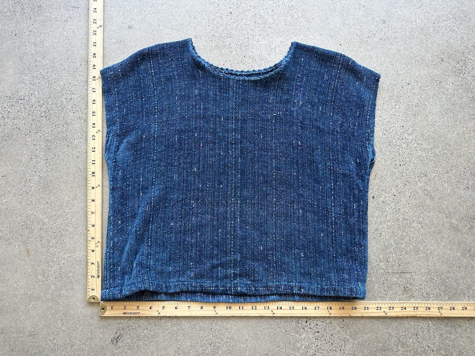 Vintage The Woven Desert Patricia Dahlgren Blue Knit Rayon Cotton Silk Top Sz M